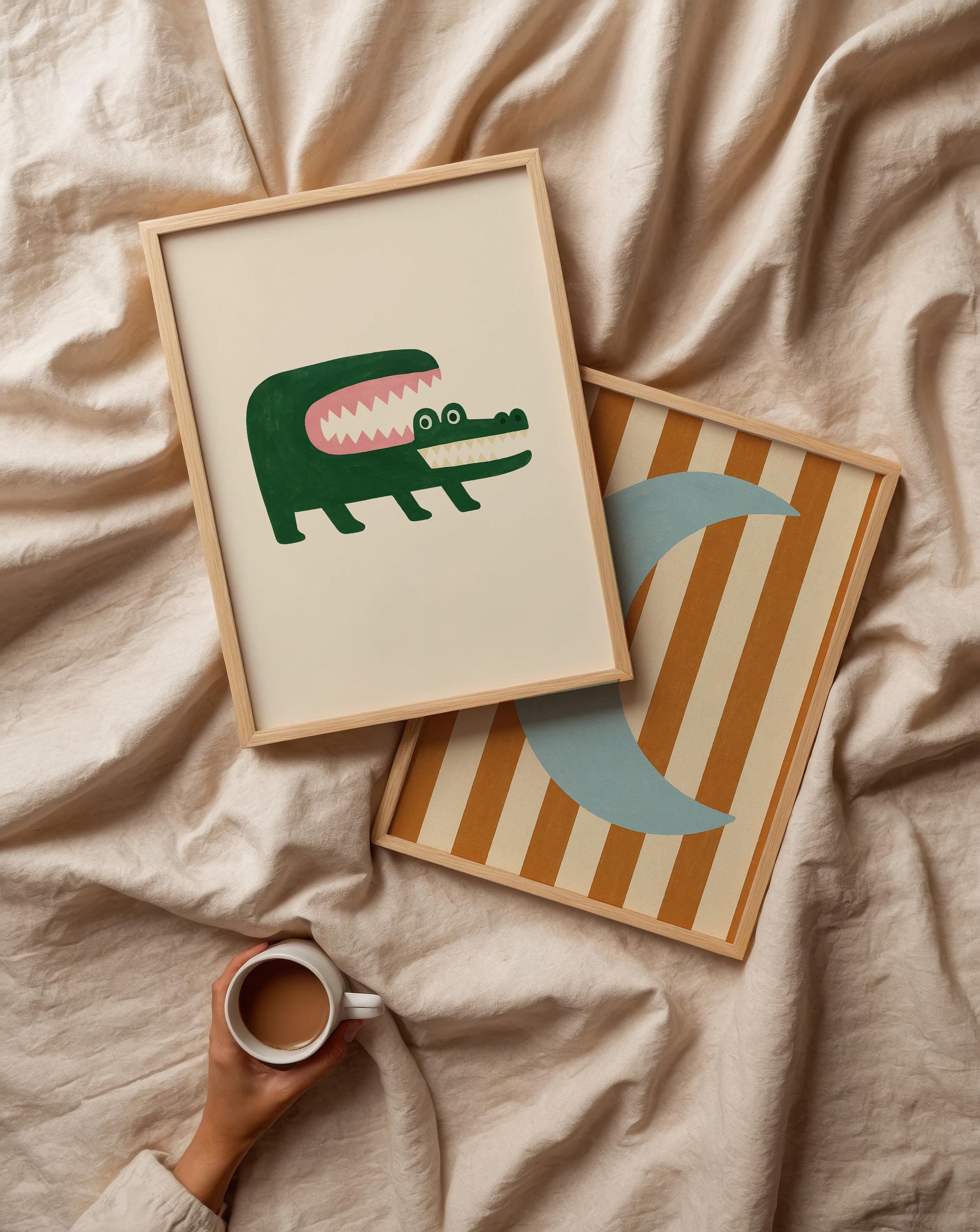 Blue Crescent Moon Poster