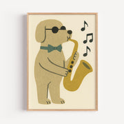 Cool Jazz Music Dog Print Poster