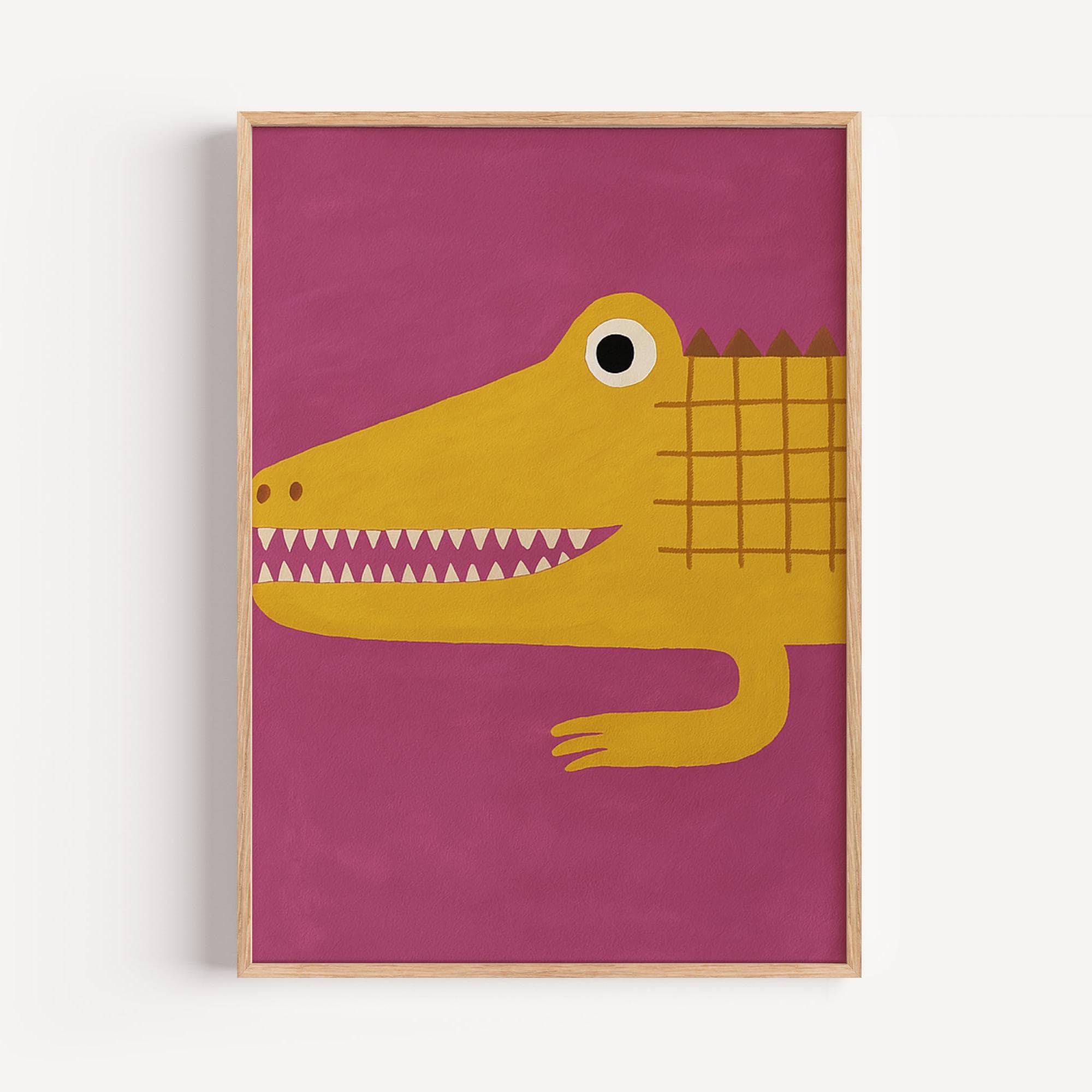 Yellow Crocodile Nursery Poster