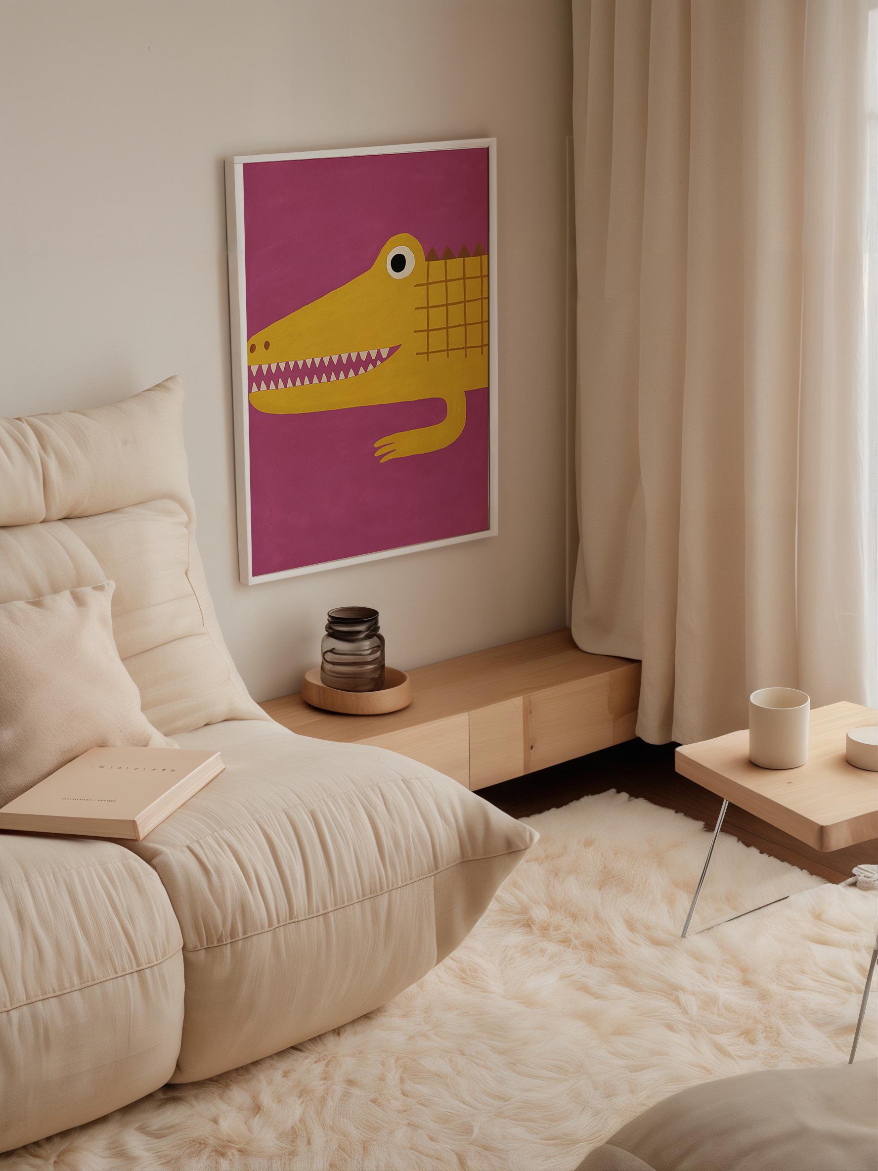 Yellow Crocodile Nursery Poster