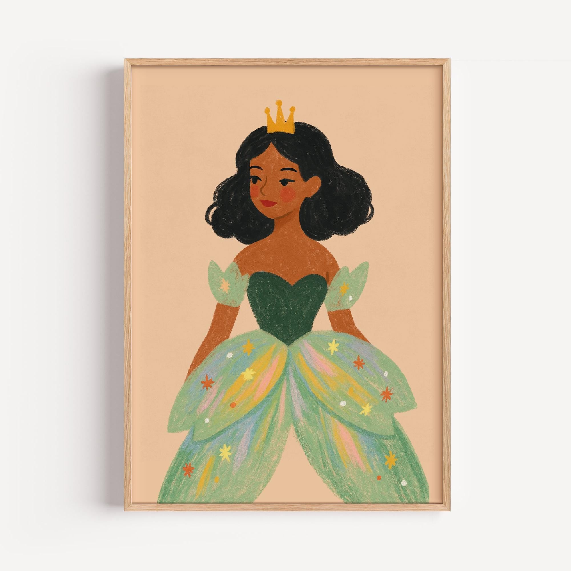 Princess Green Gown Wall Art – Fairytale Poster