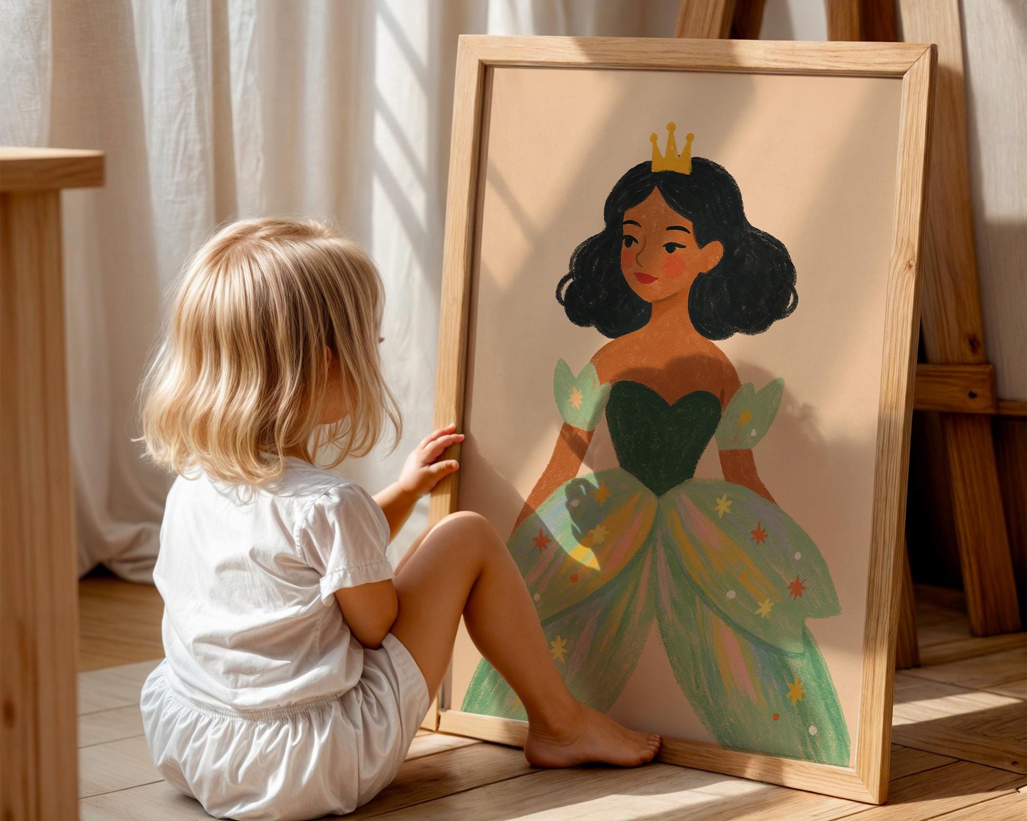 Princess Green Gown Wall Art – Fairytale Poster