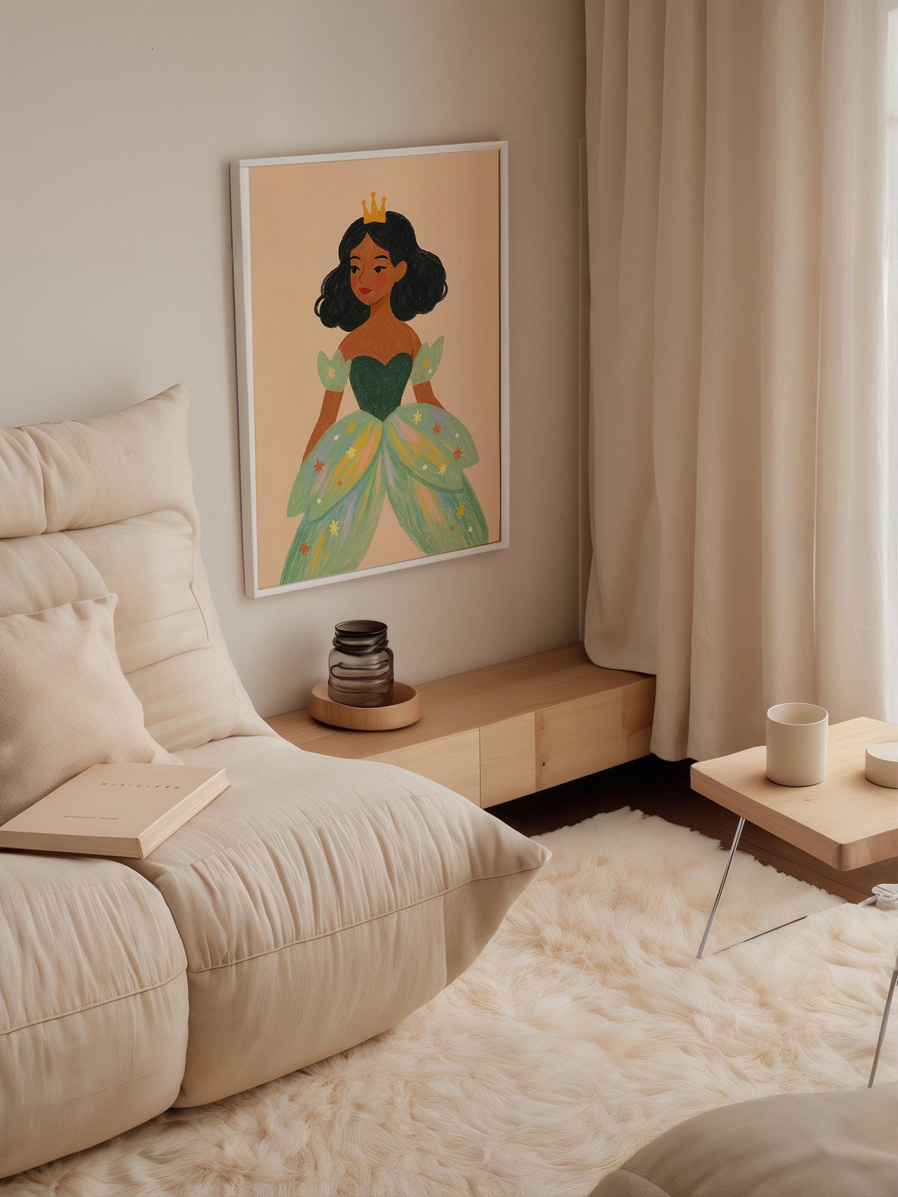 Princess Green Gown Wall Art – Fairytale Poster