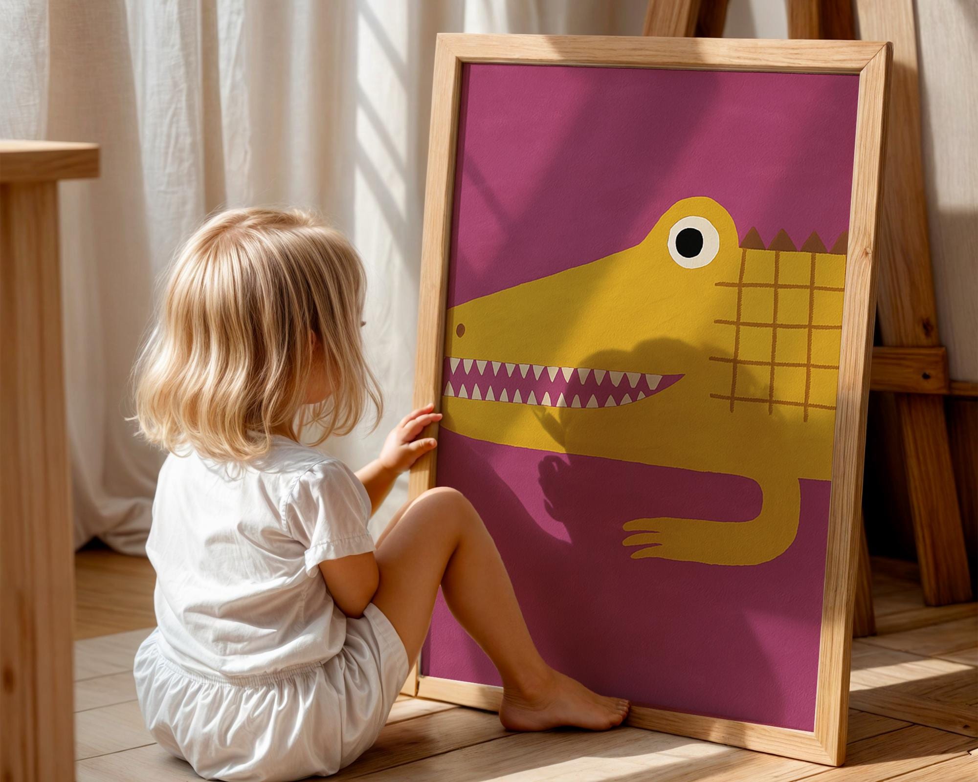 Yellow Crocodile Nursery Poster