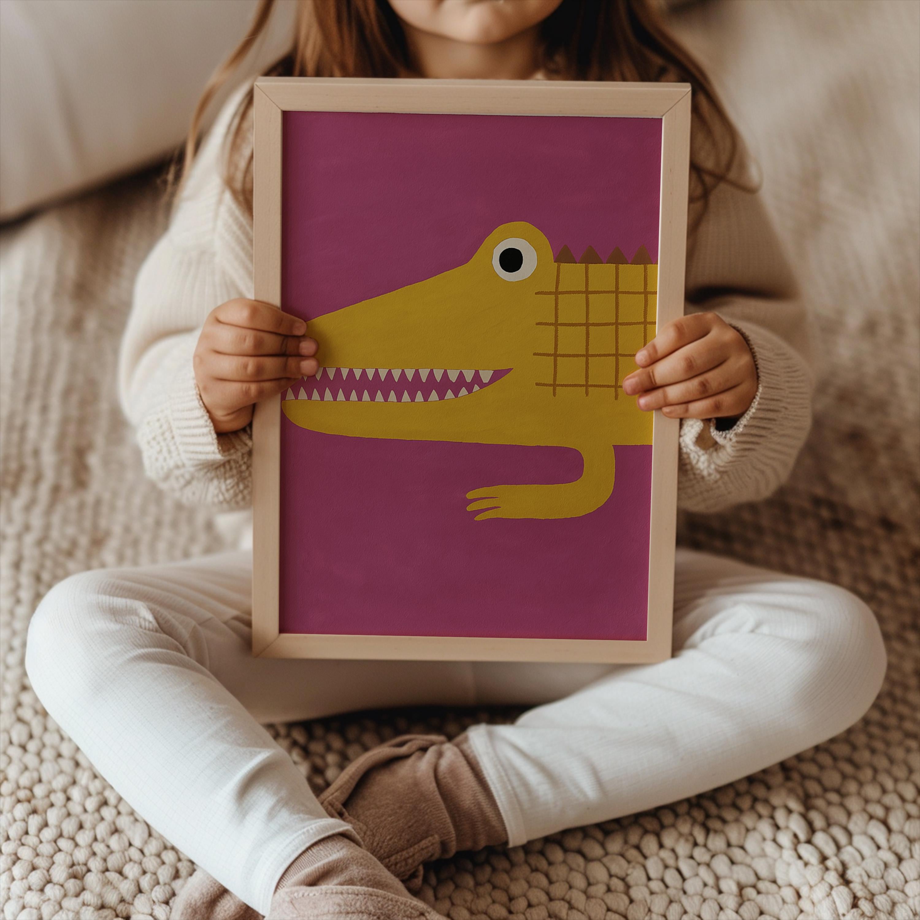Yellow Crocodile Nursery Poster