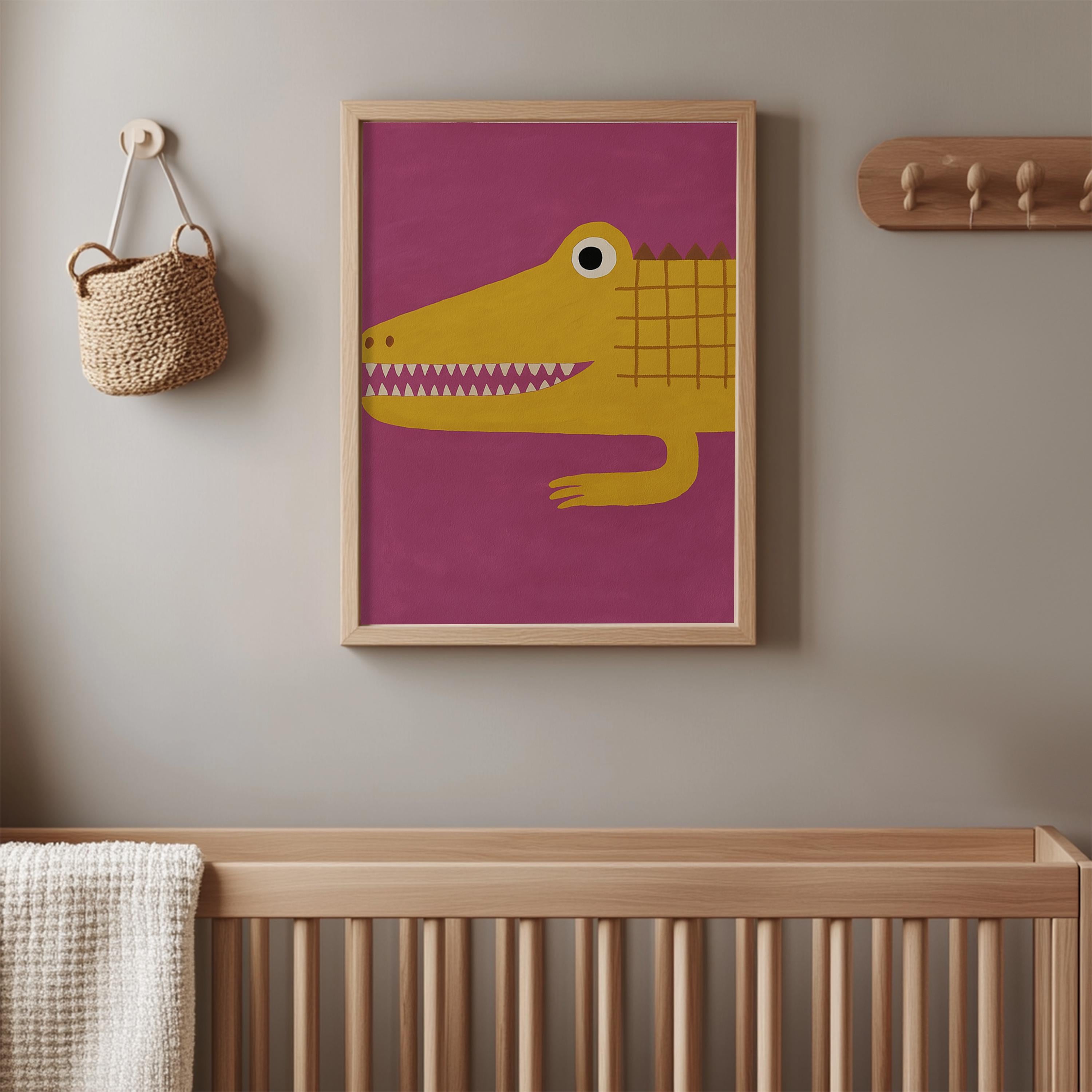 Yellow Crocodile Nursery Poster