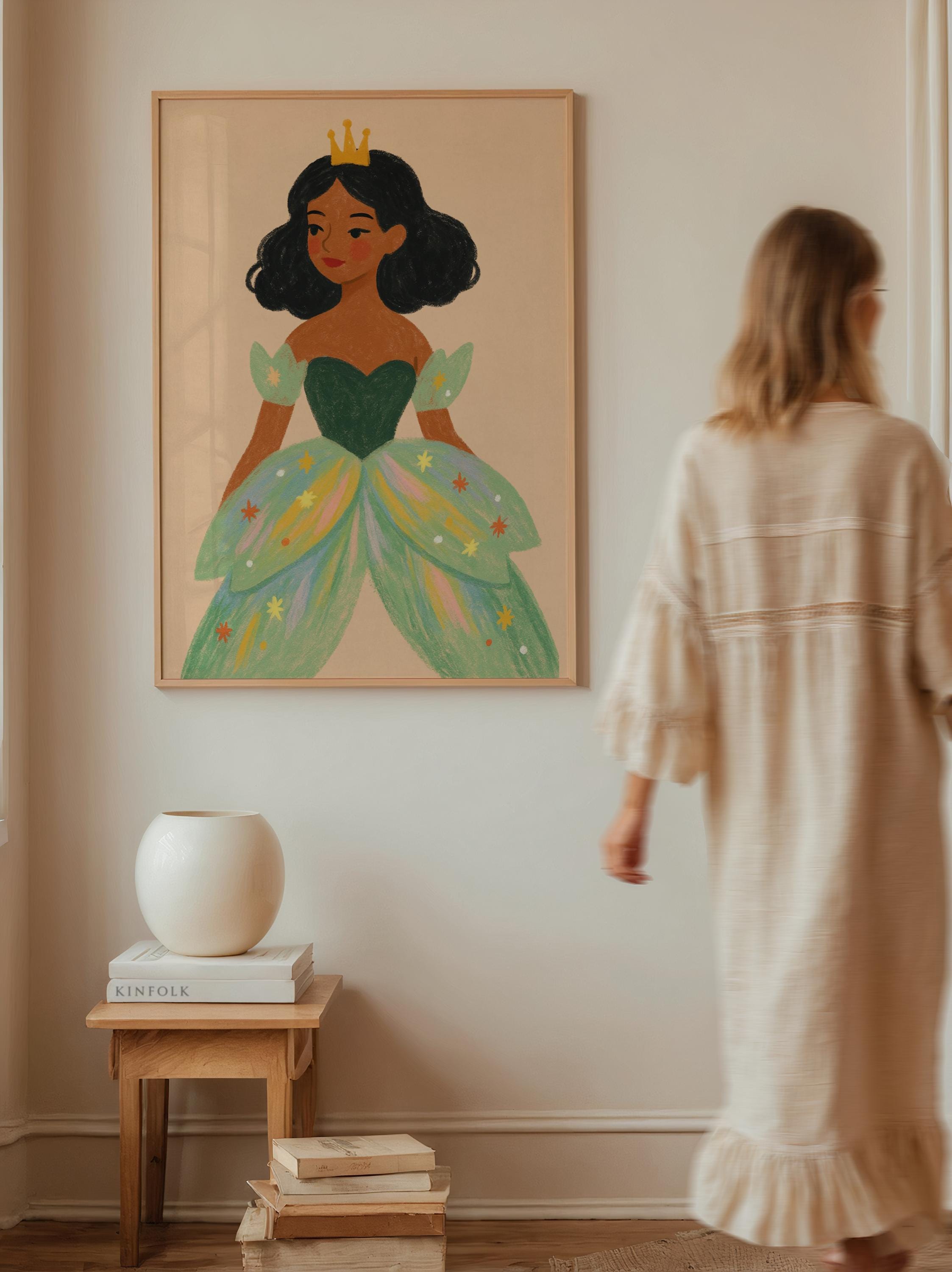 Princess Green Gown Wall Art – Fairytale Poster