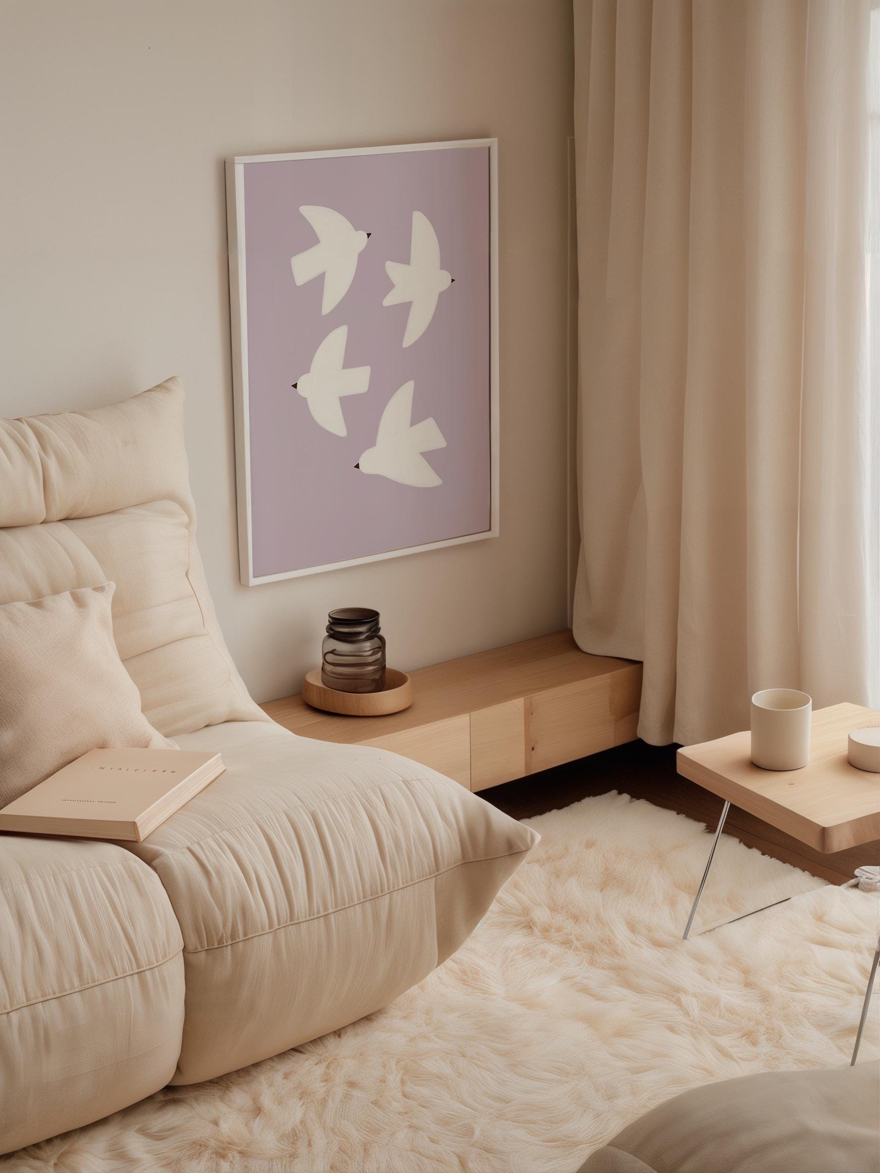 Lavender Birds Poster