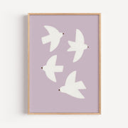Lavender Birds Poster