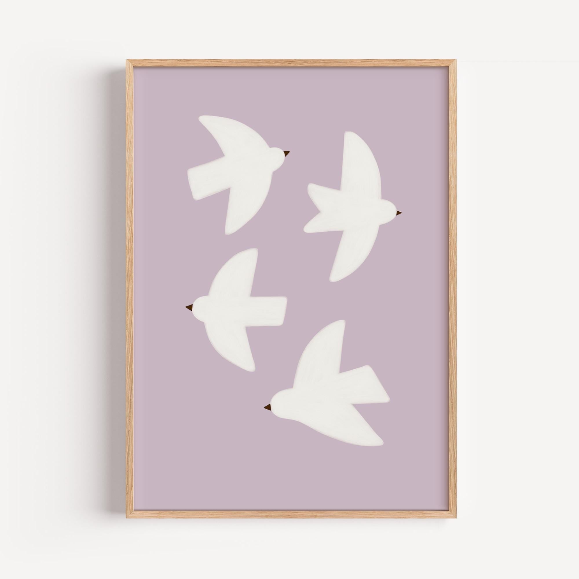 Lavender Birds Poster