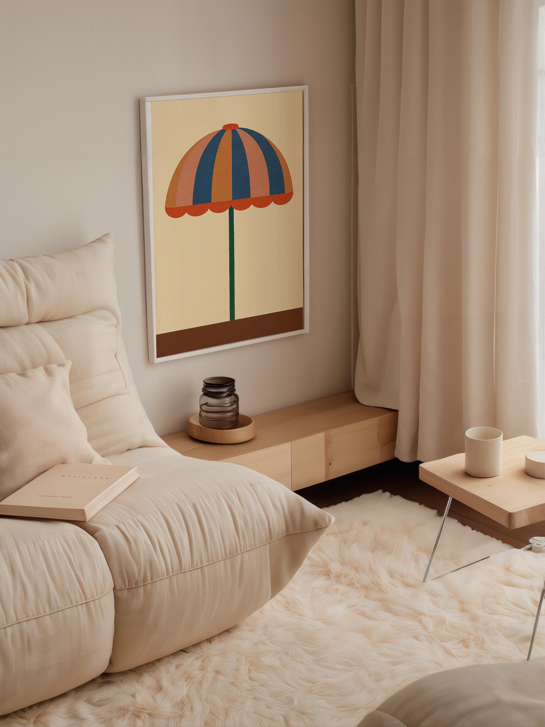 Retro Striped Umbrella Poster