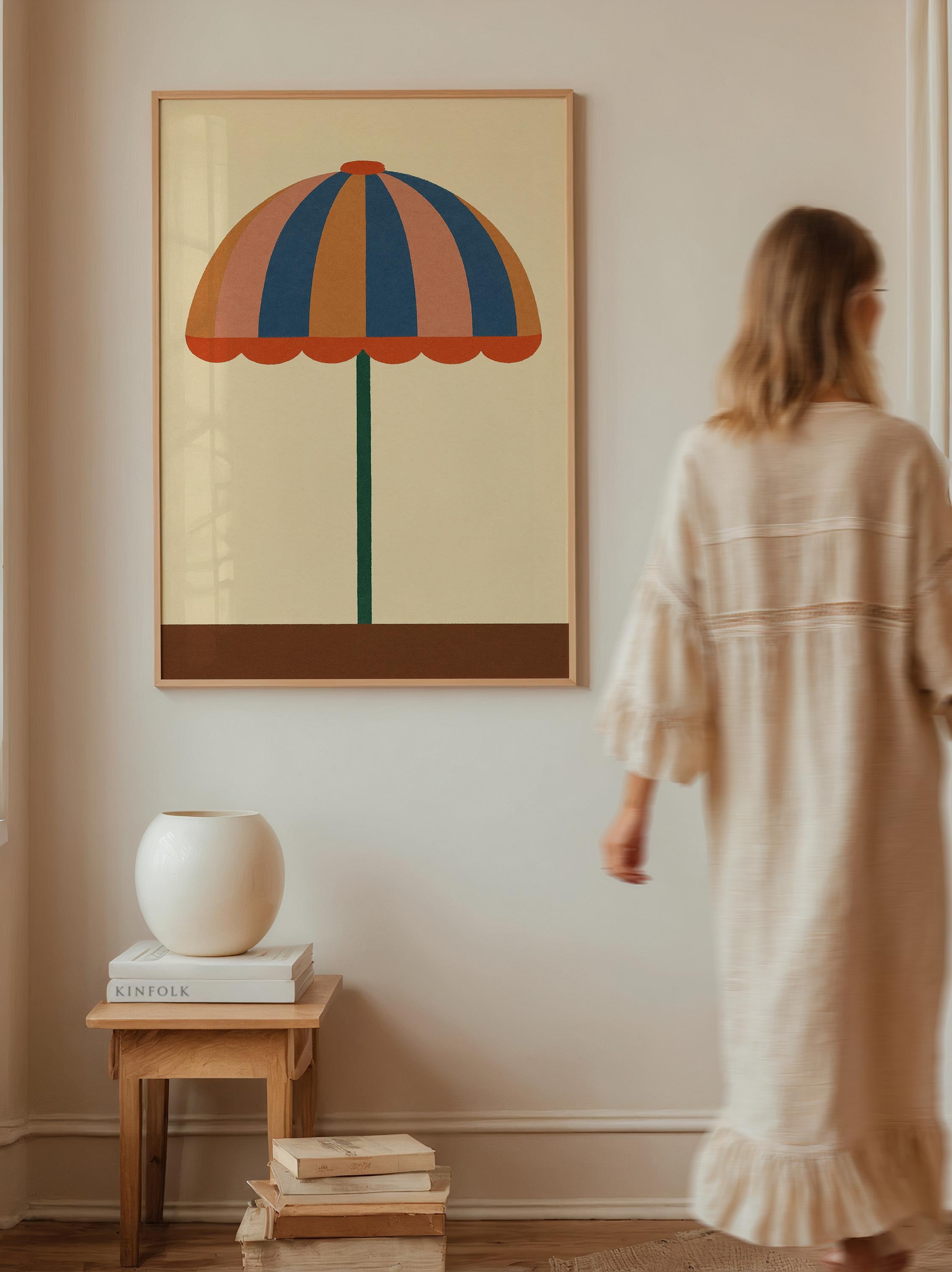 Retro Striped Umbrella Poster