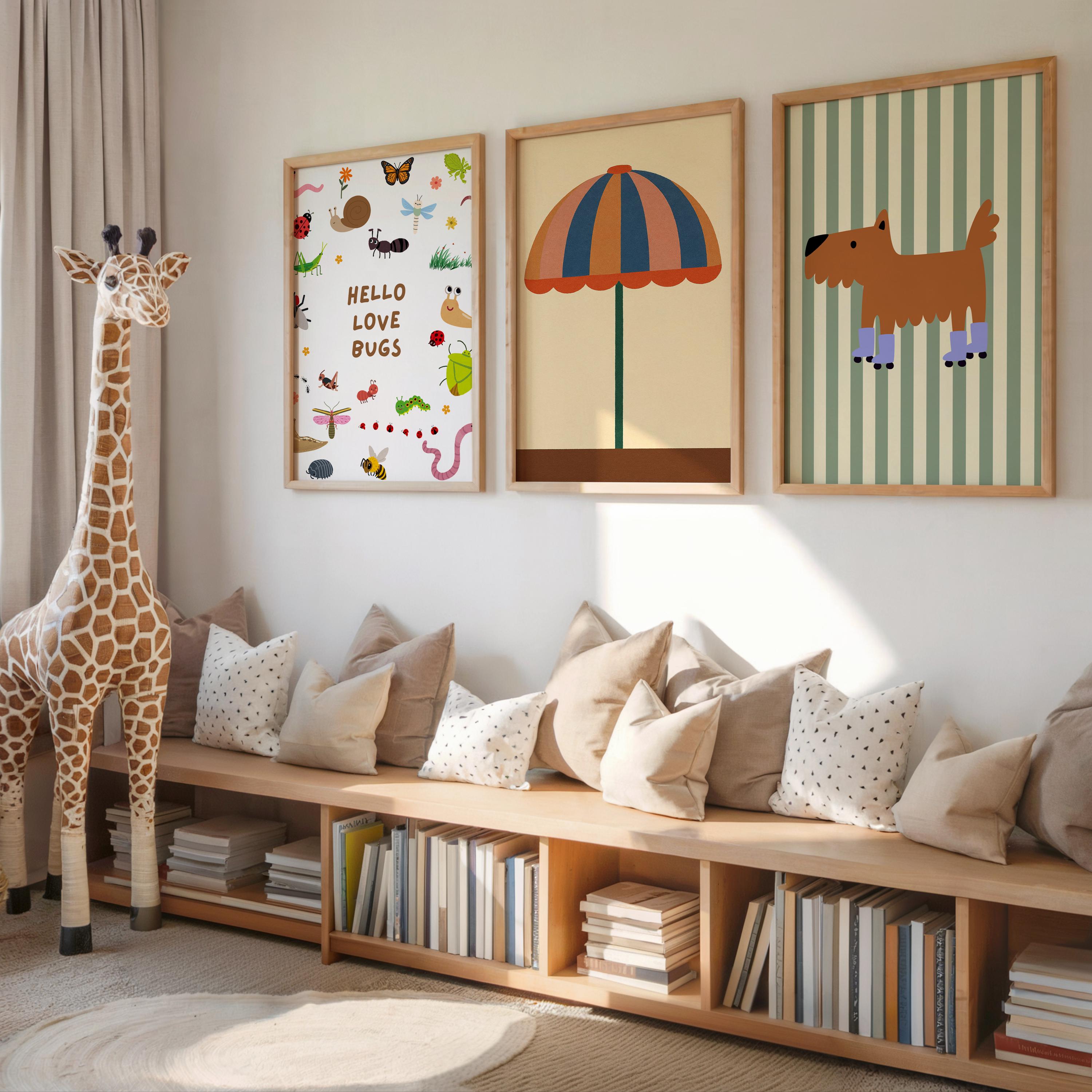 Retro Striped Umbrella Poster