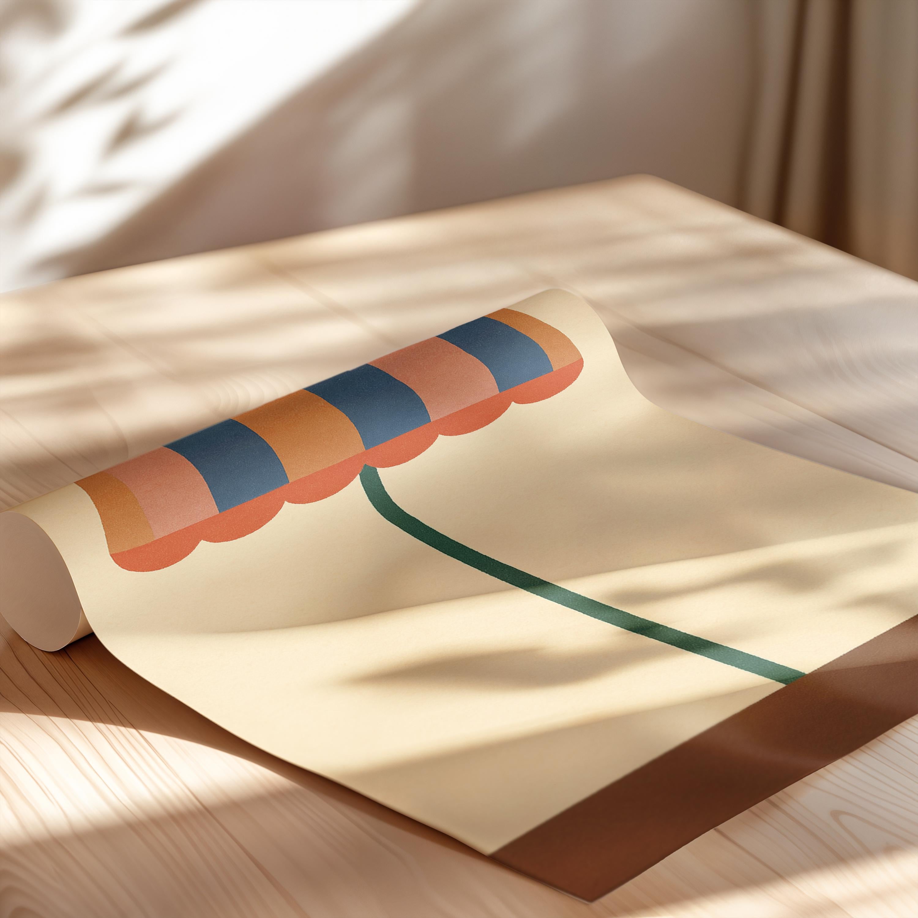 Retro Striped Umbrella Poster