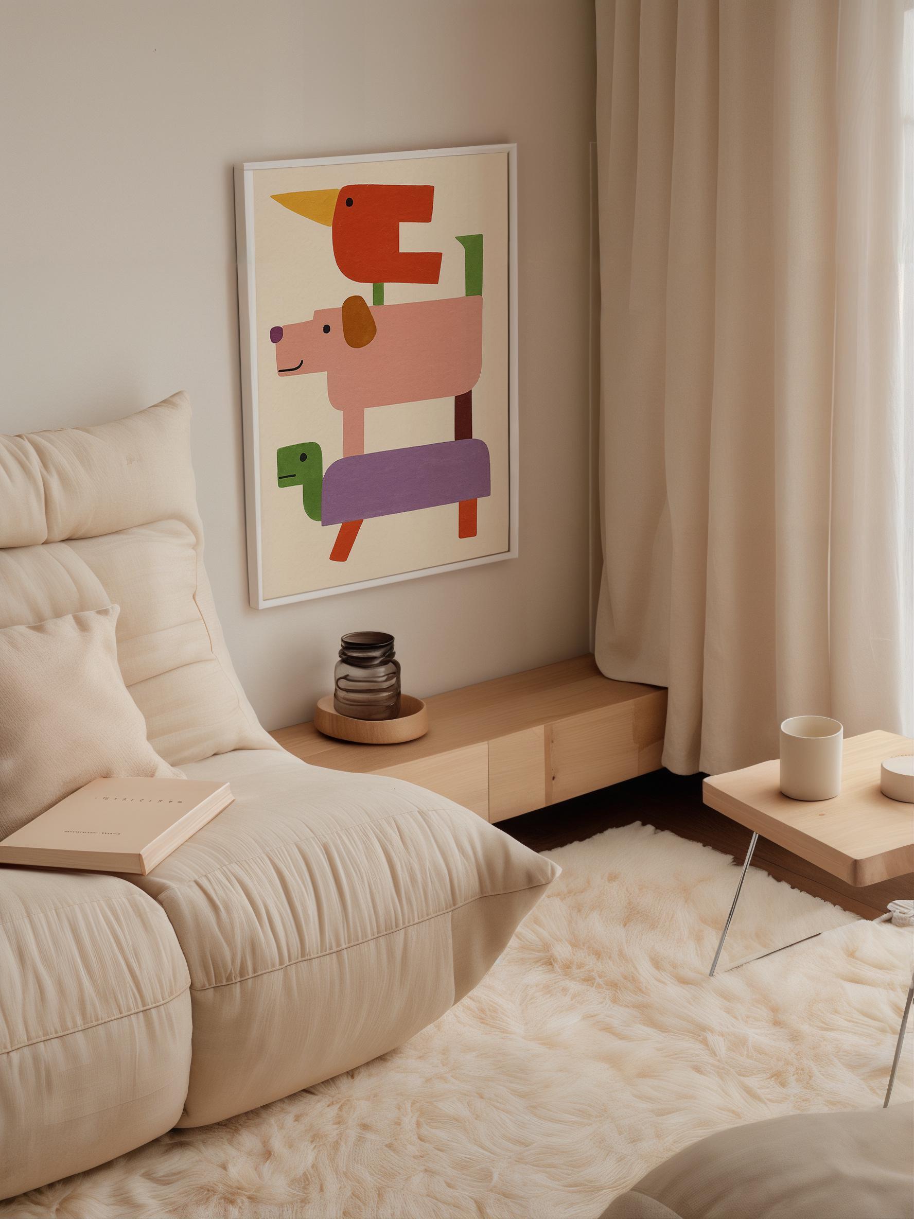 Stacked Animal Friends Print Poster