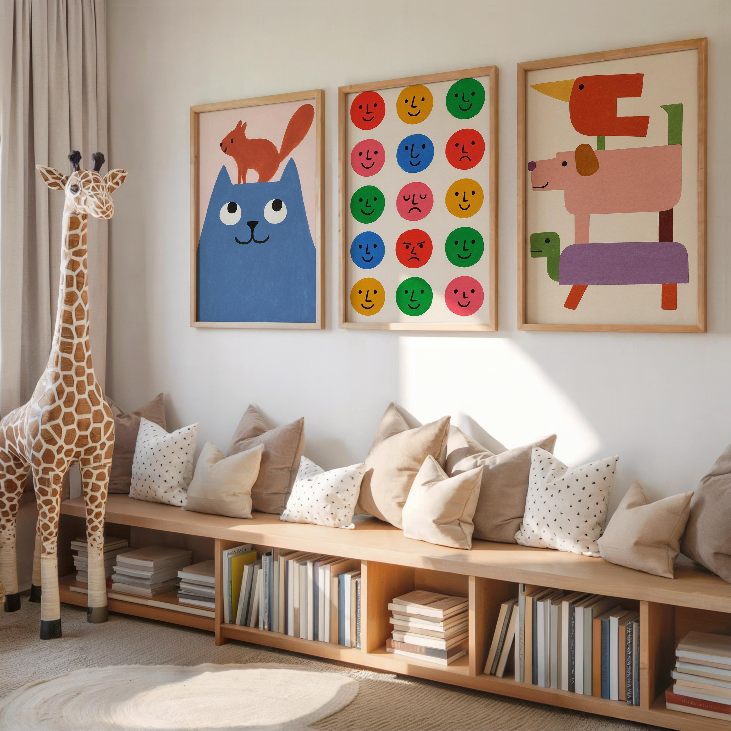 Stacked Animal Friends Print Poster