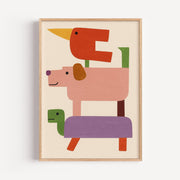 Stacked Animal Friends Print Poster