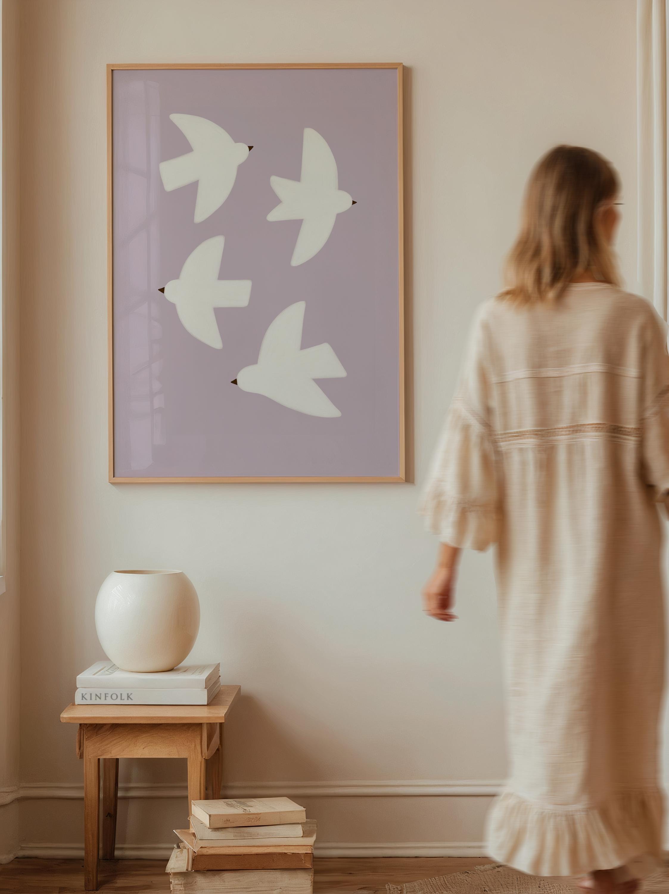 Lavender Birds Poster