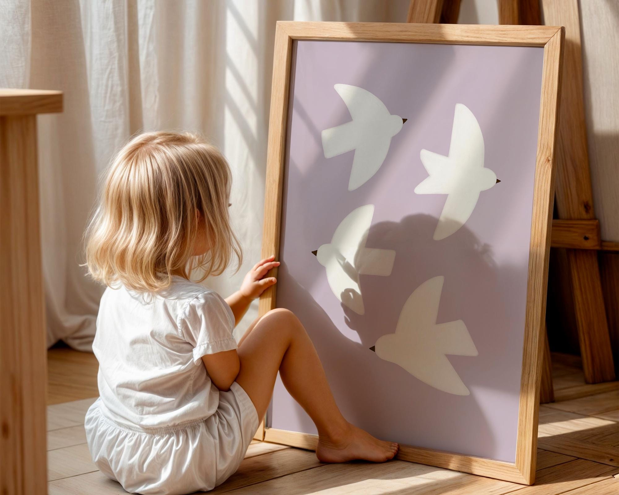 Lavender Birds Poster