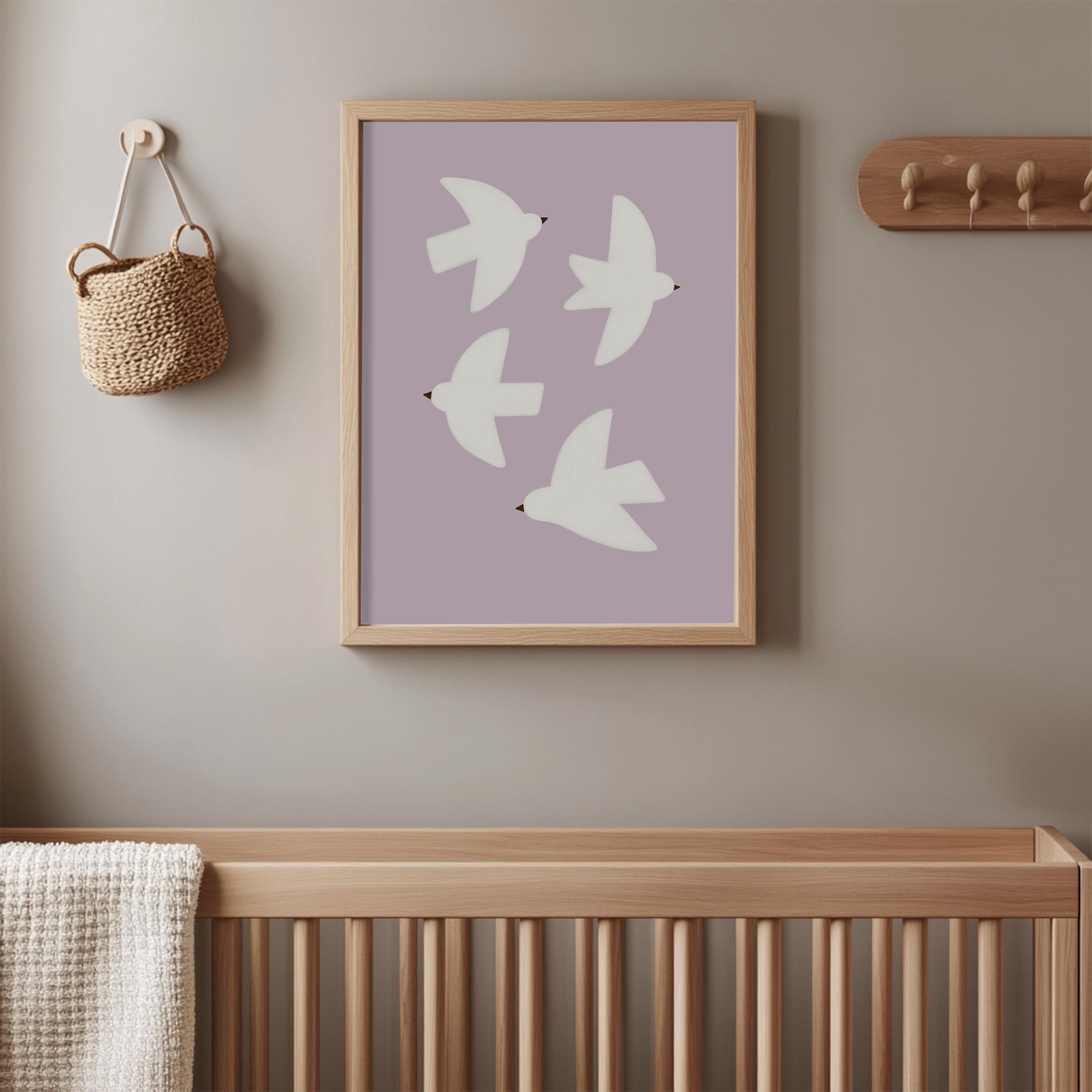 Lavender Birds Poster