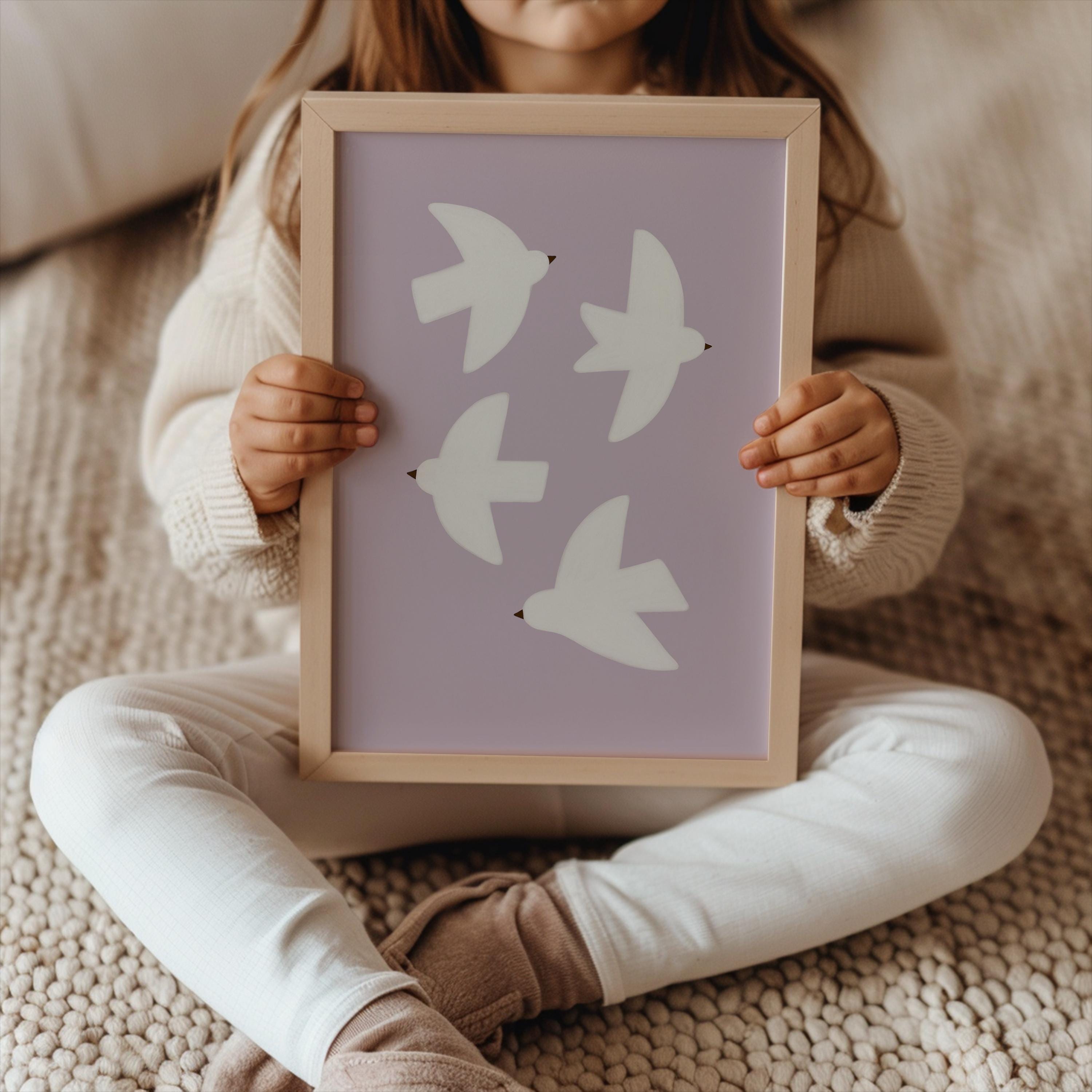 Lavender Birds Poster