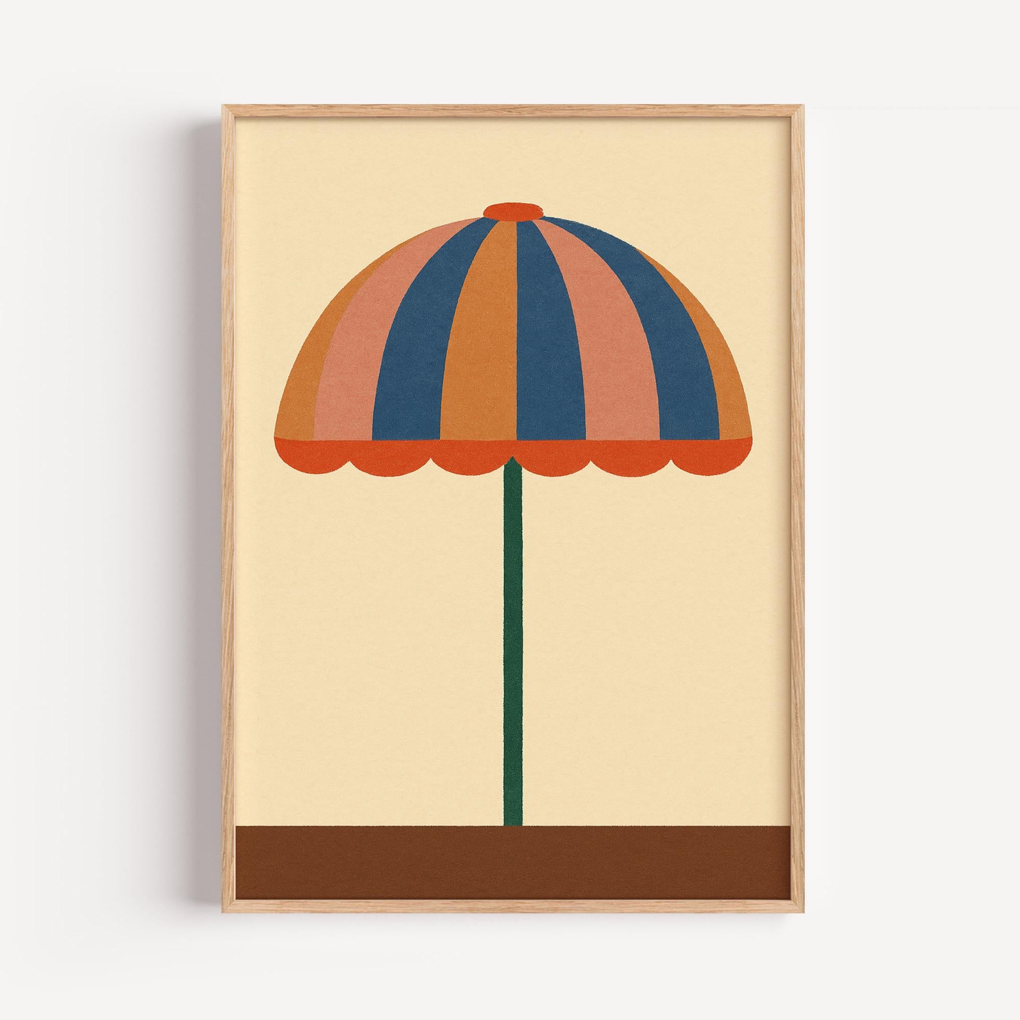 Retro Striped Umbrella Poster