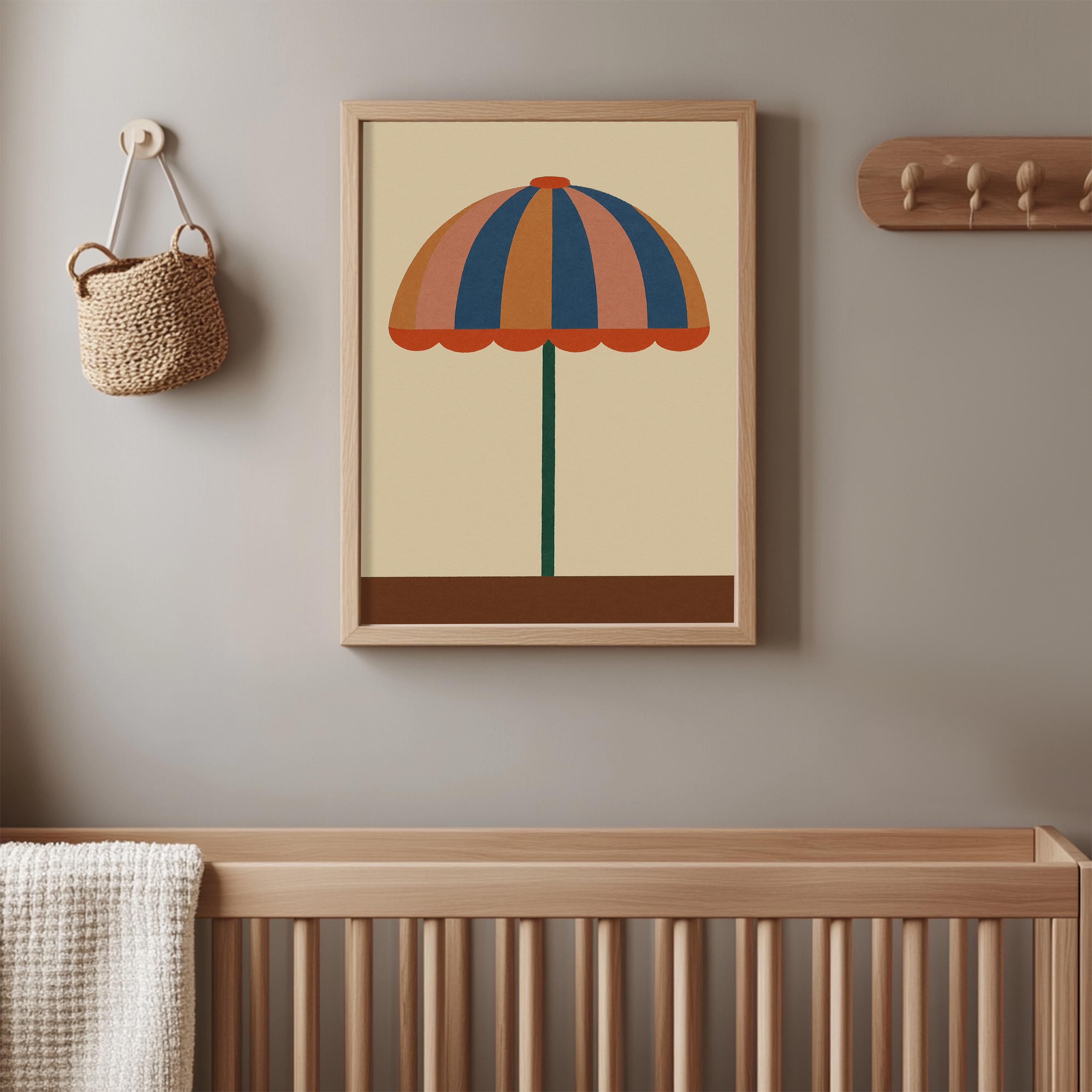Retro Striped Umbrella Poster