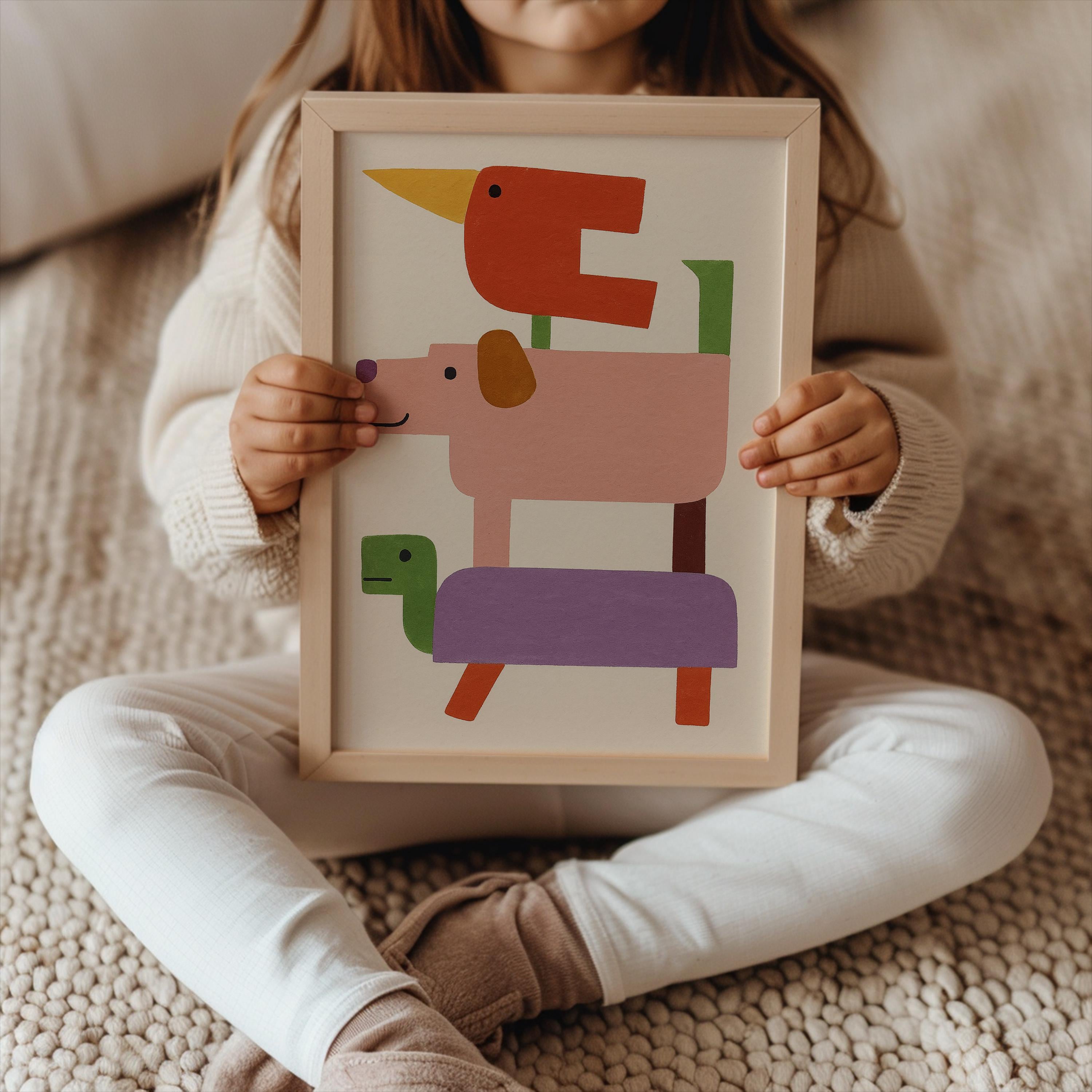 Stacked Animal Friends Print Poster