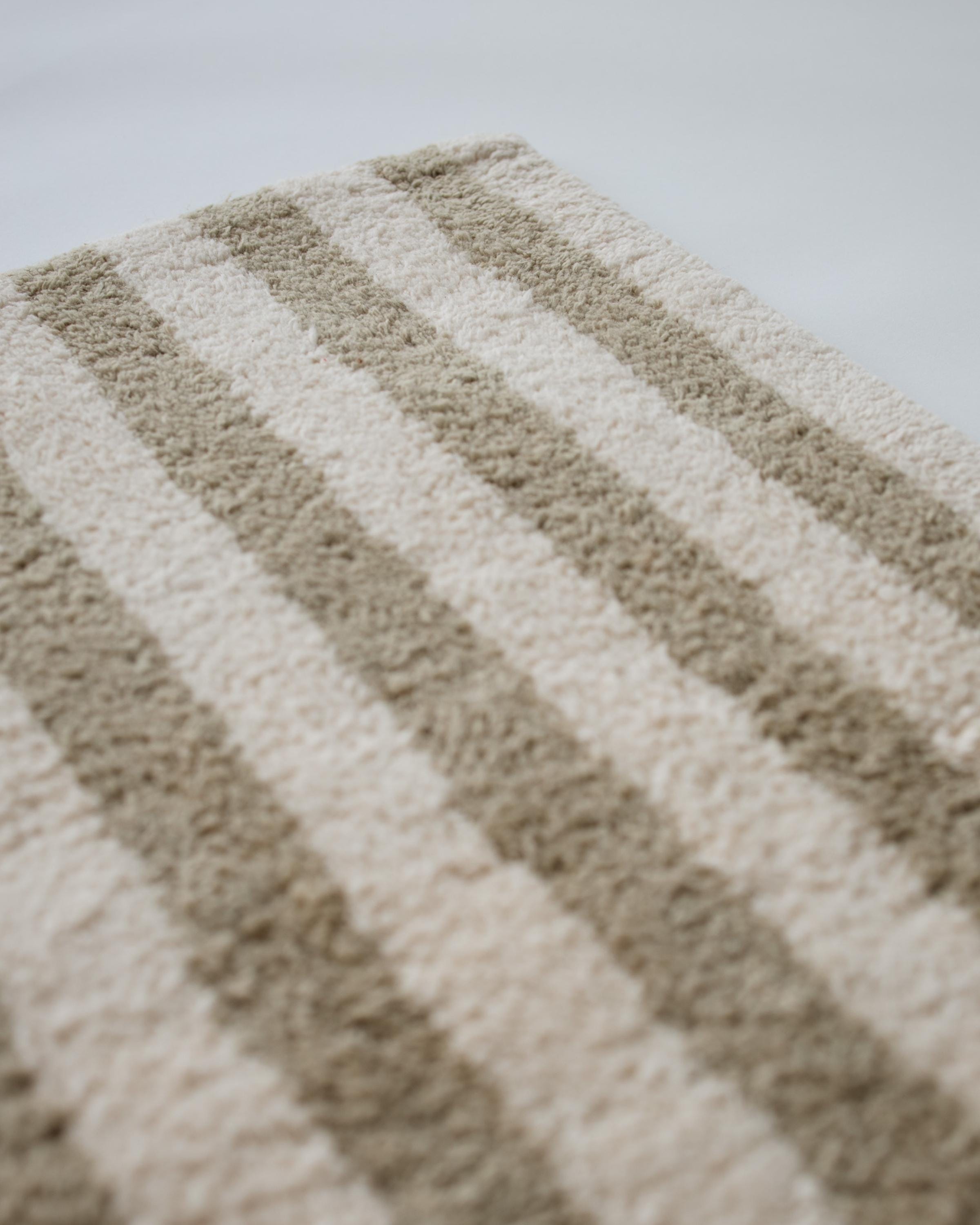 Olive Stripe Bath Mat