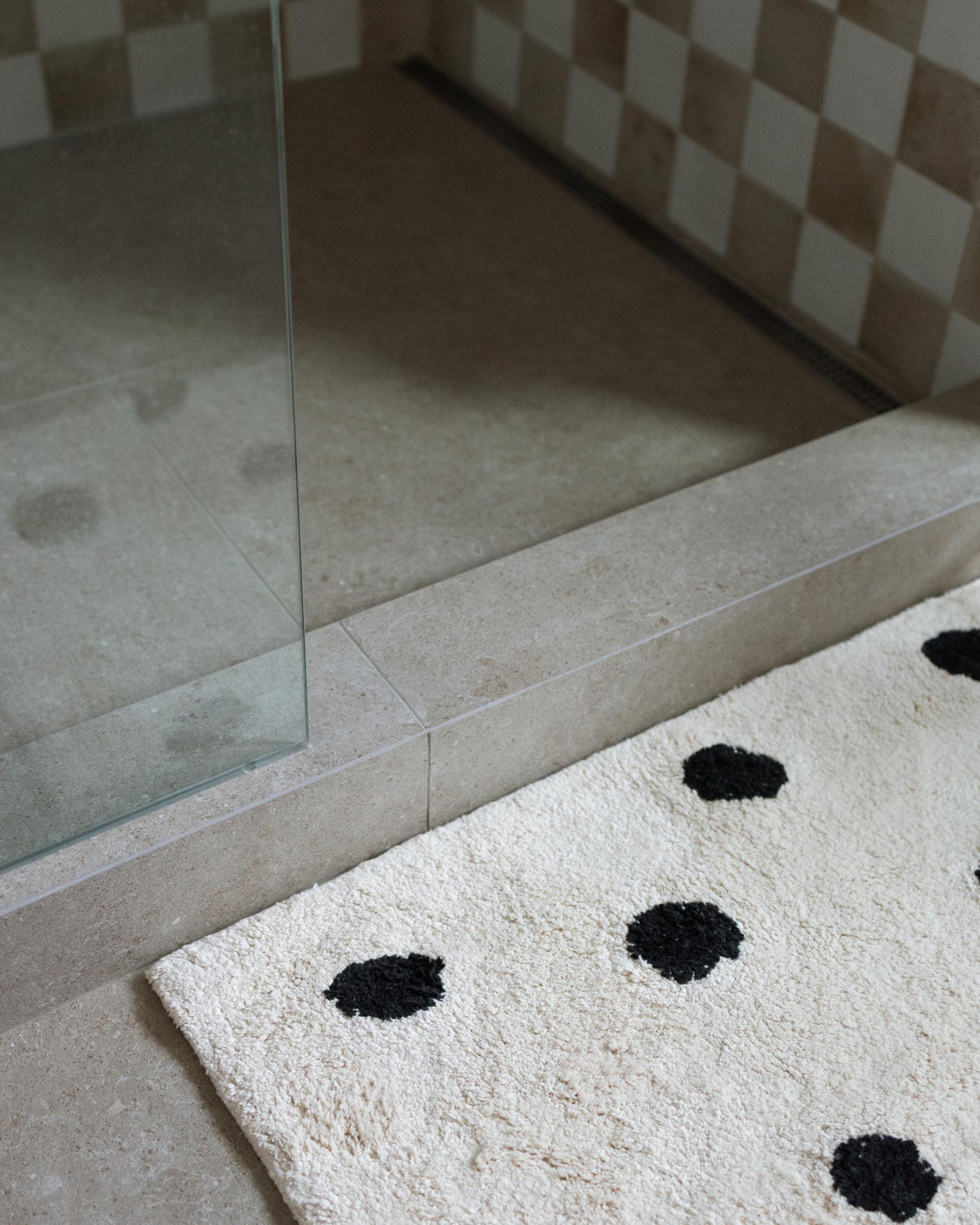 Cream Polka Dot Bath Mat
