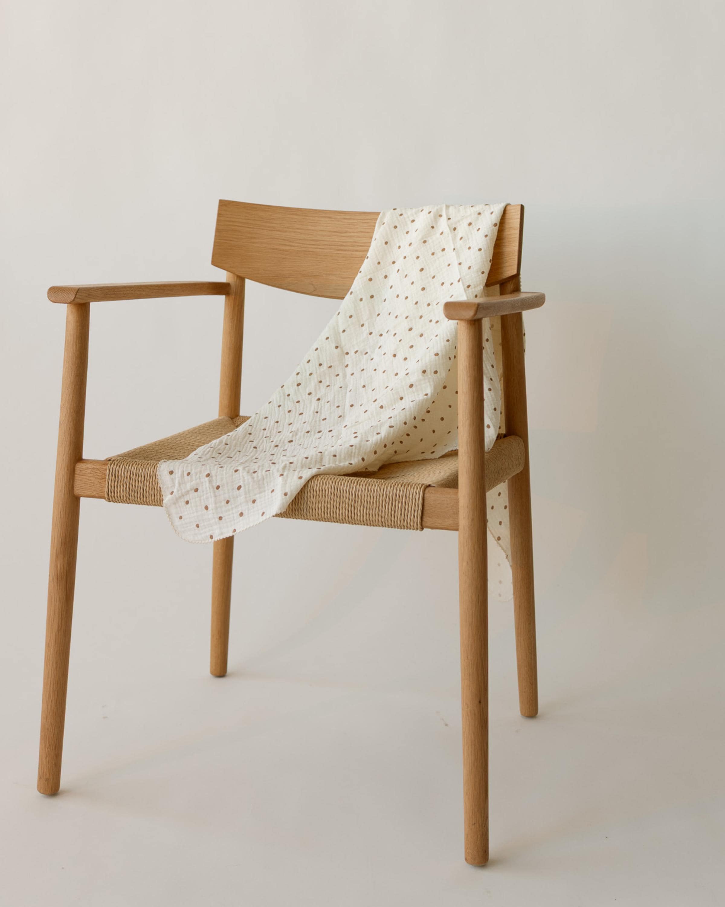 Double-Layer Cotton Muslin Swaddle Blanket – Tan Polka Dot