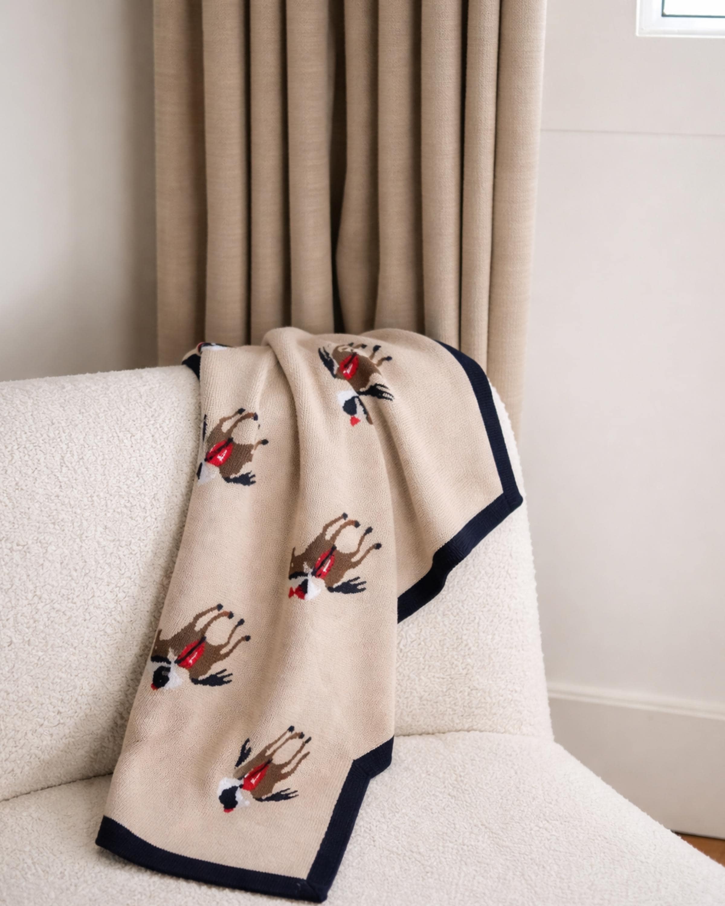 Horse Print Cotton Knit Baby Blanket