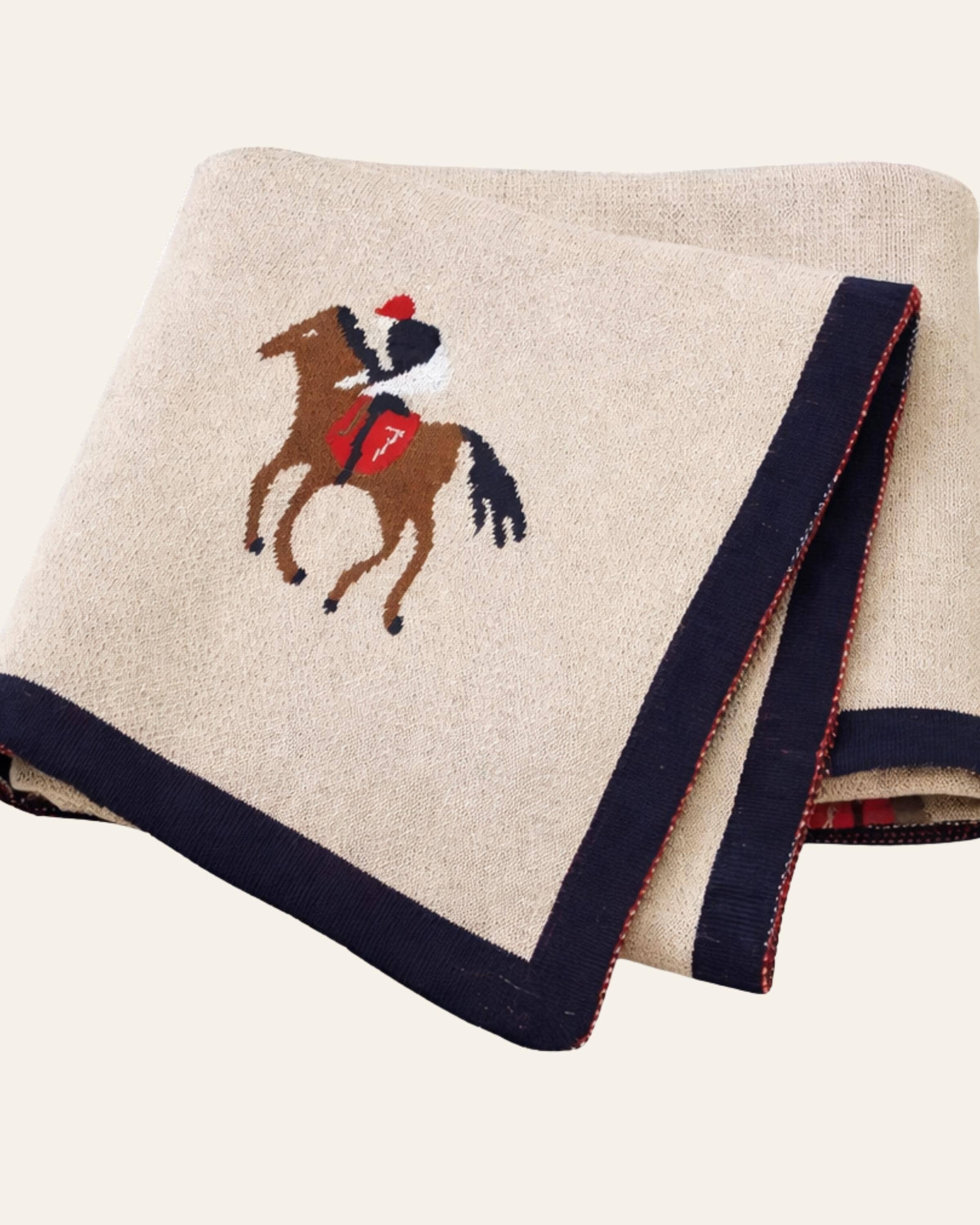 Horse Print Cotton Knit Baby Blanket