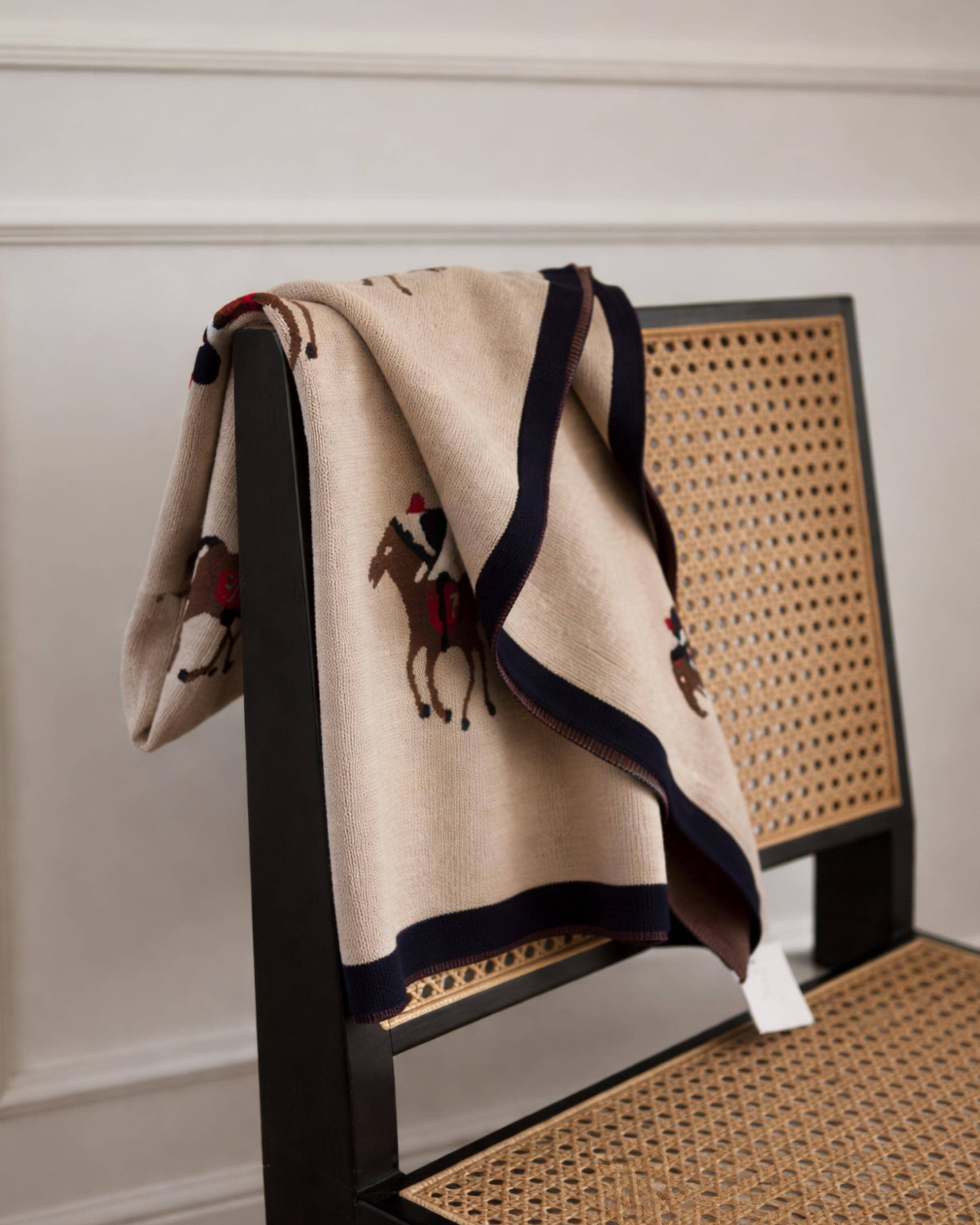 Horse Print Cotton Knit Baby Blanket