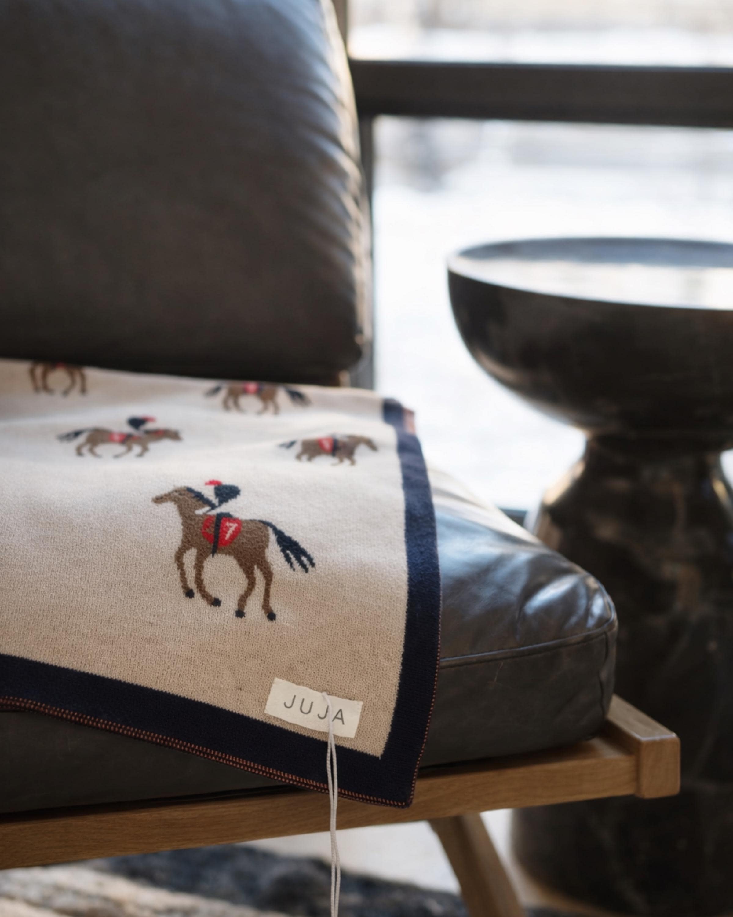 Horse Print Cotton Knit Baby Blanket