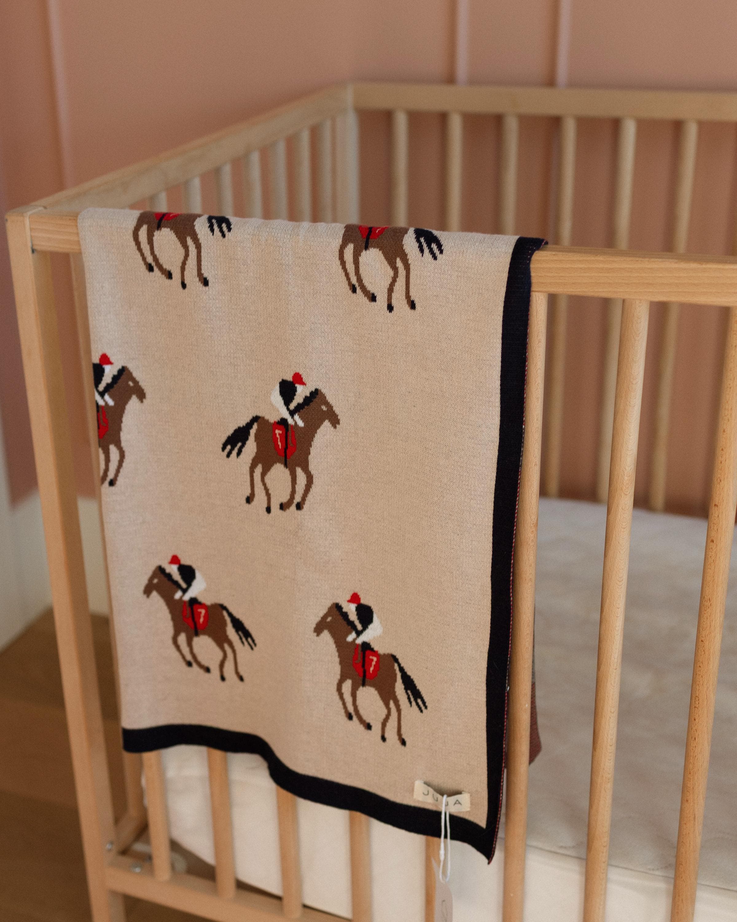 Horse Print Cotton Knit Baby Blanket
