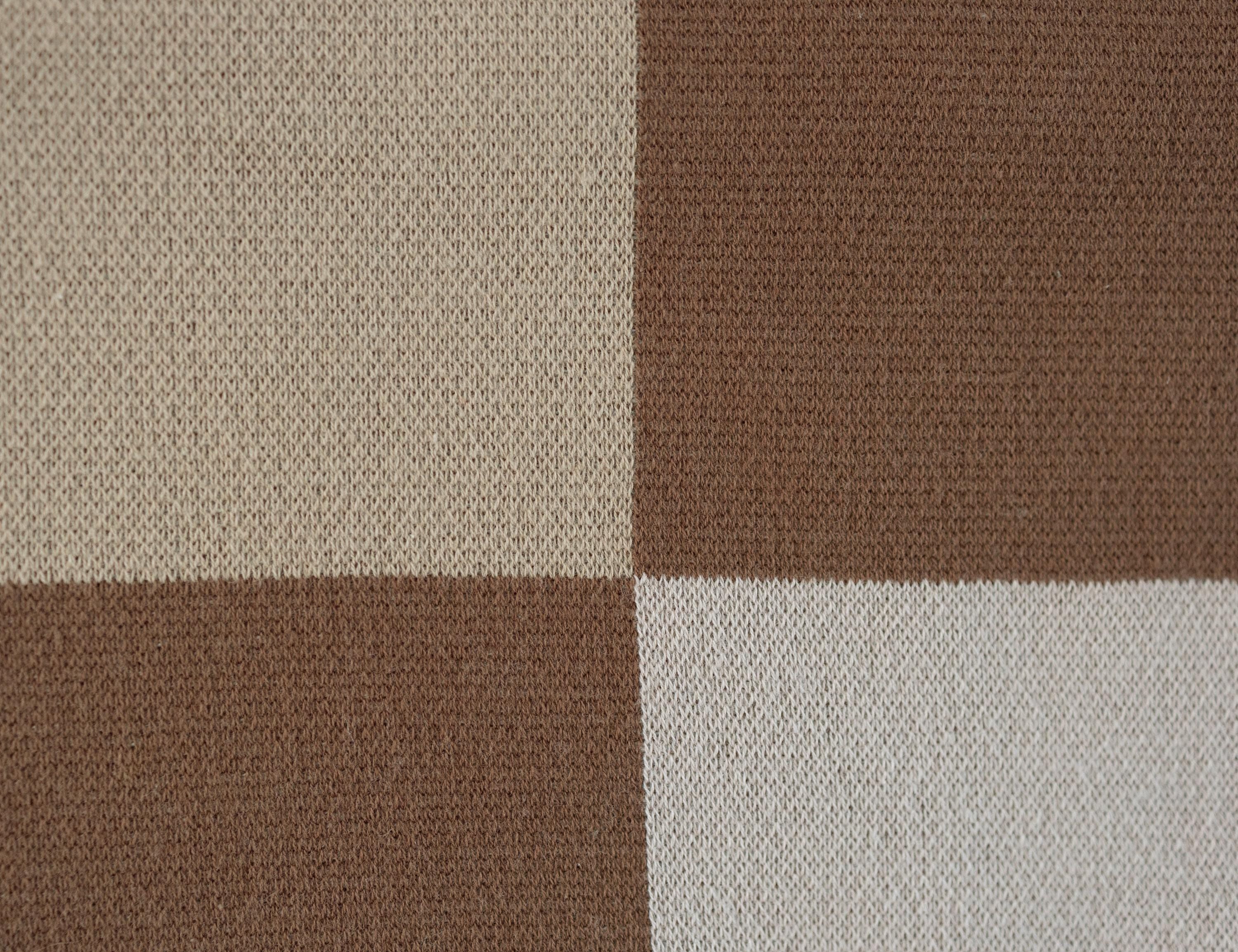 Neutral Checkered Cotton Knit Baby Blanket