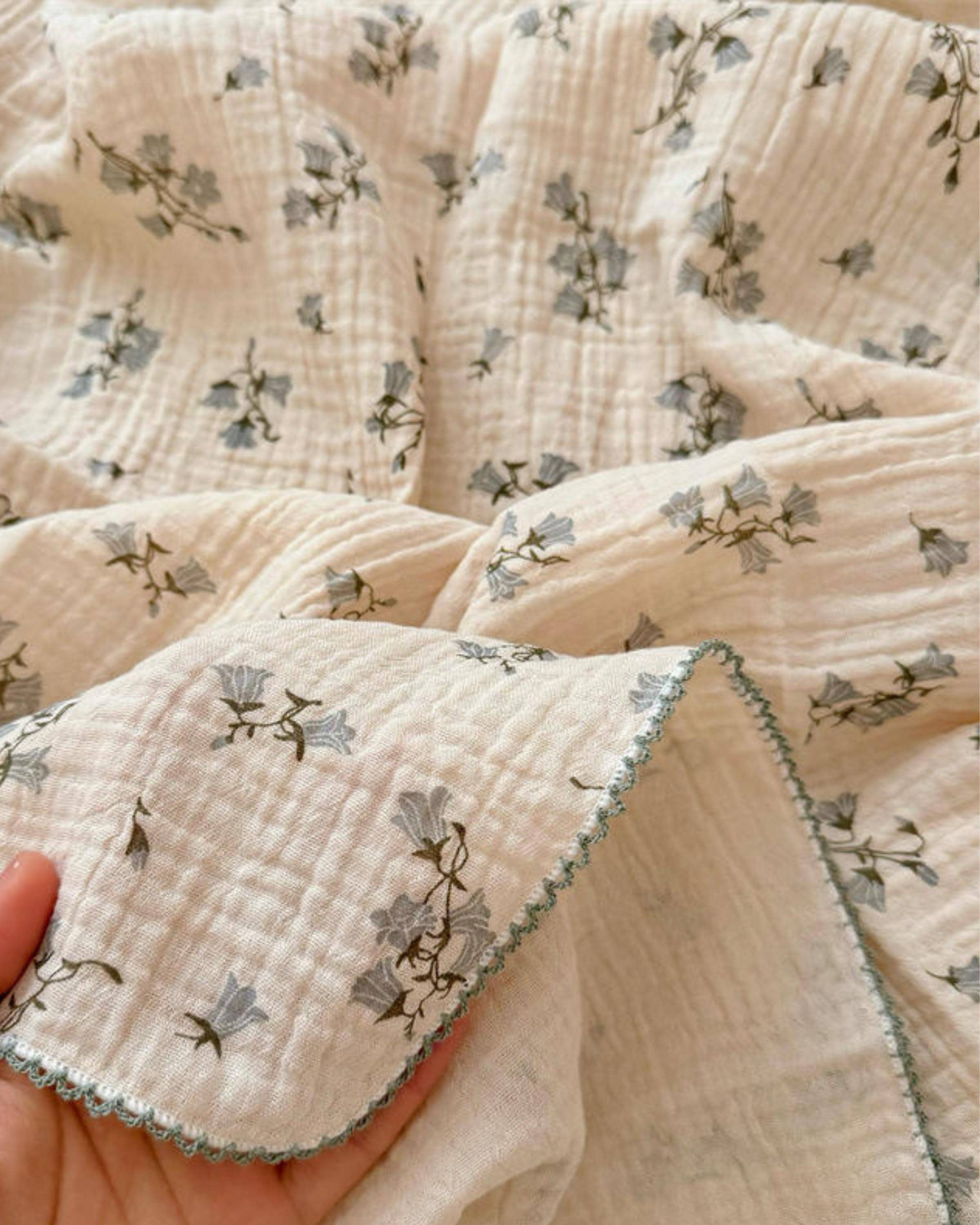 Vintage Floral Cotton Muslin Baby Blanket