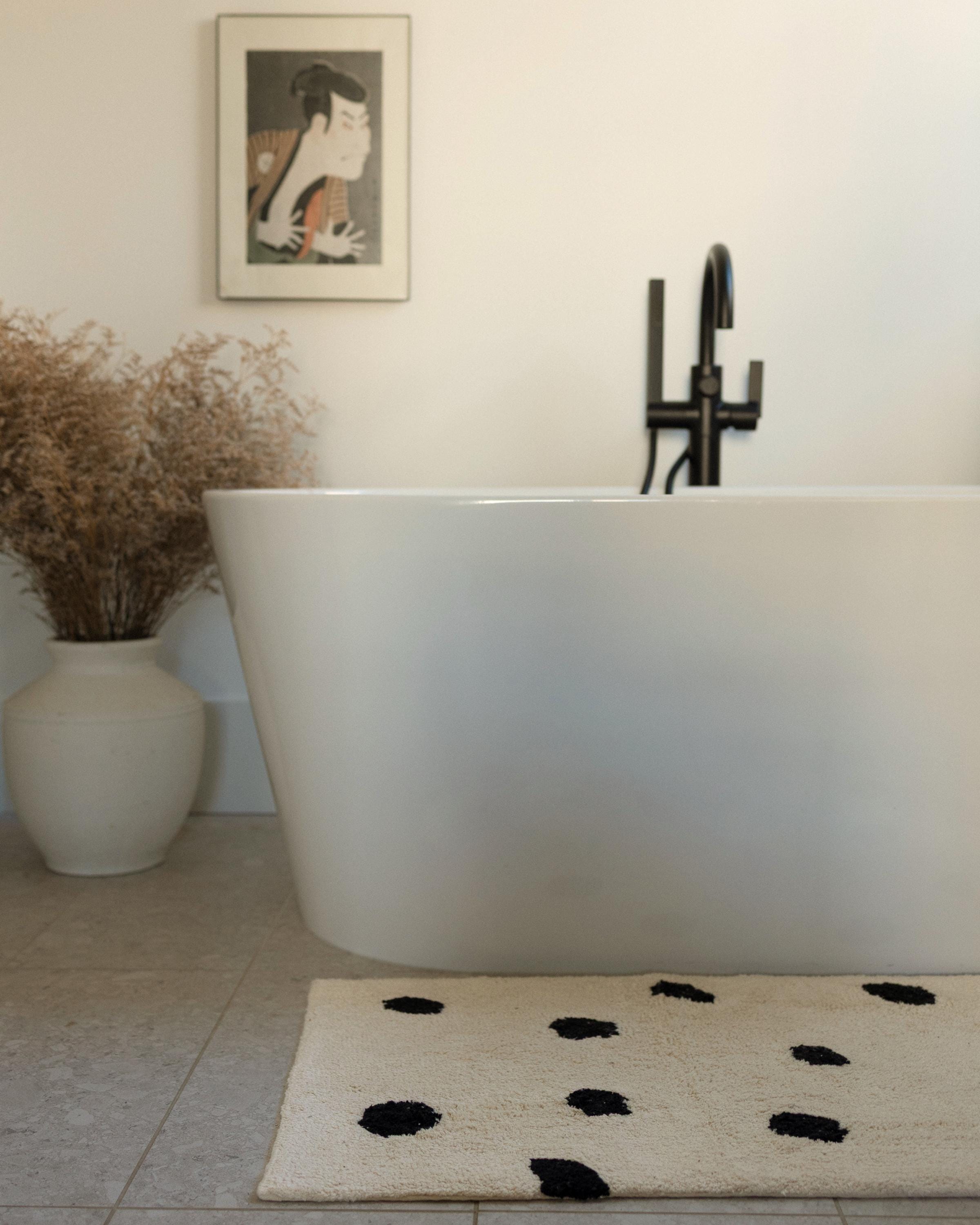 Cream Polka Dot Bath Mat
