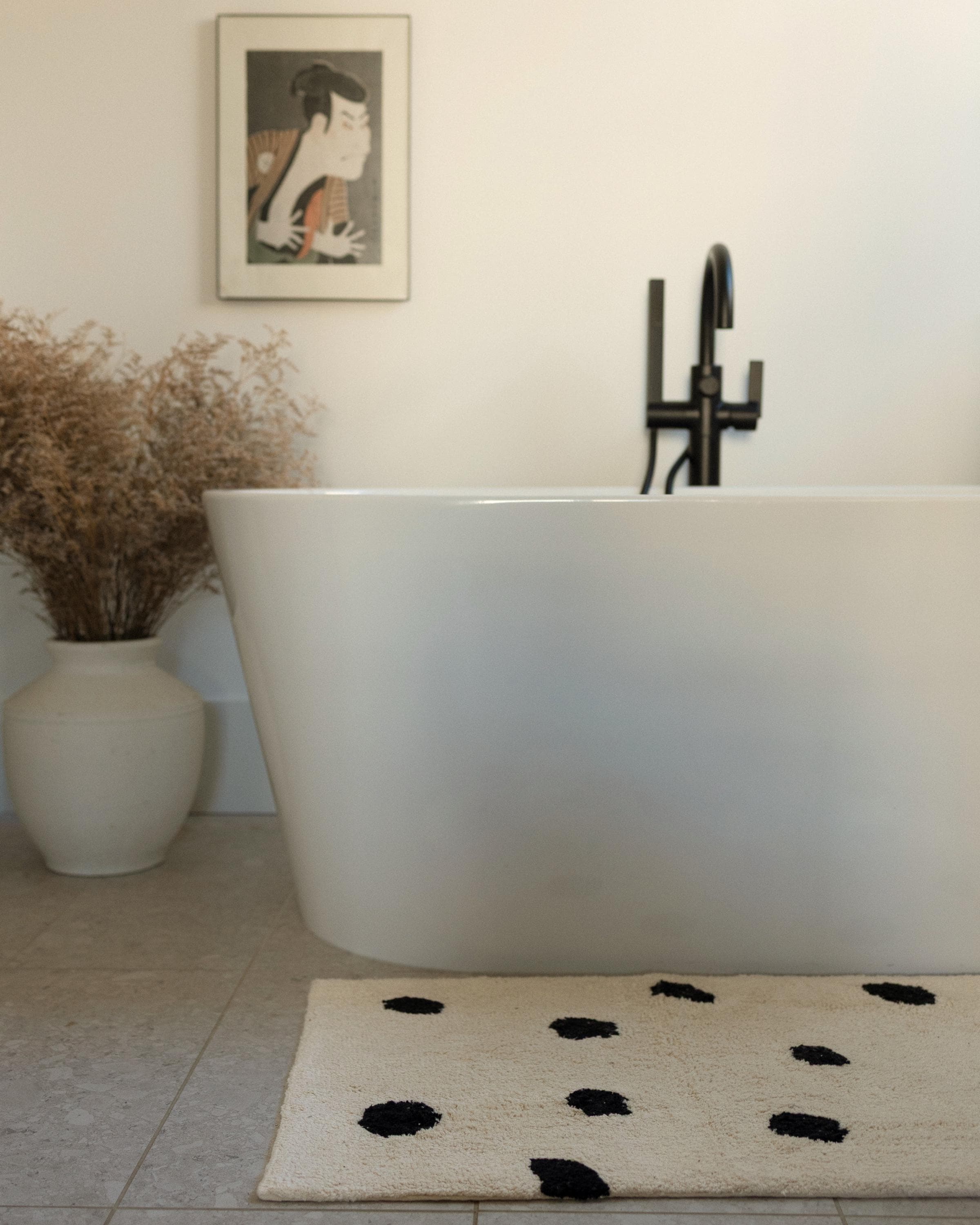 Cream Polka Dot Bath Mat