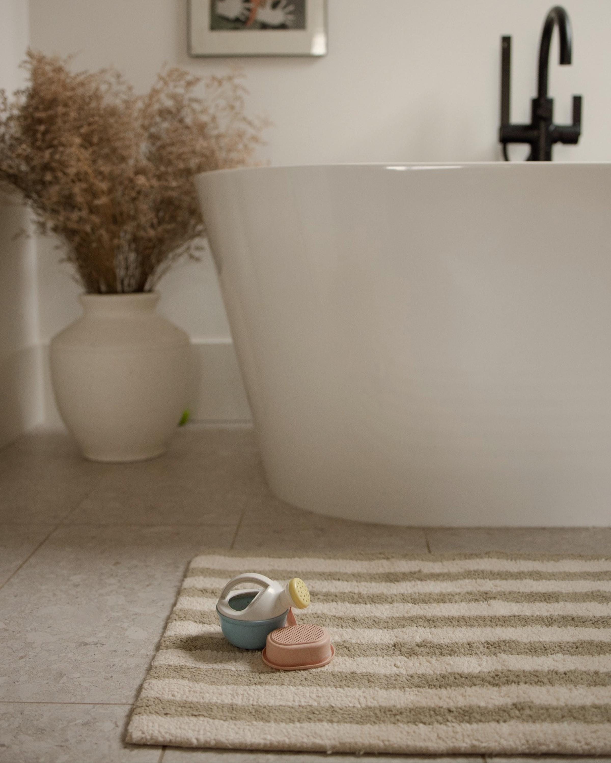 Olive Stripe Bath Mat