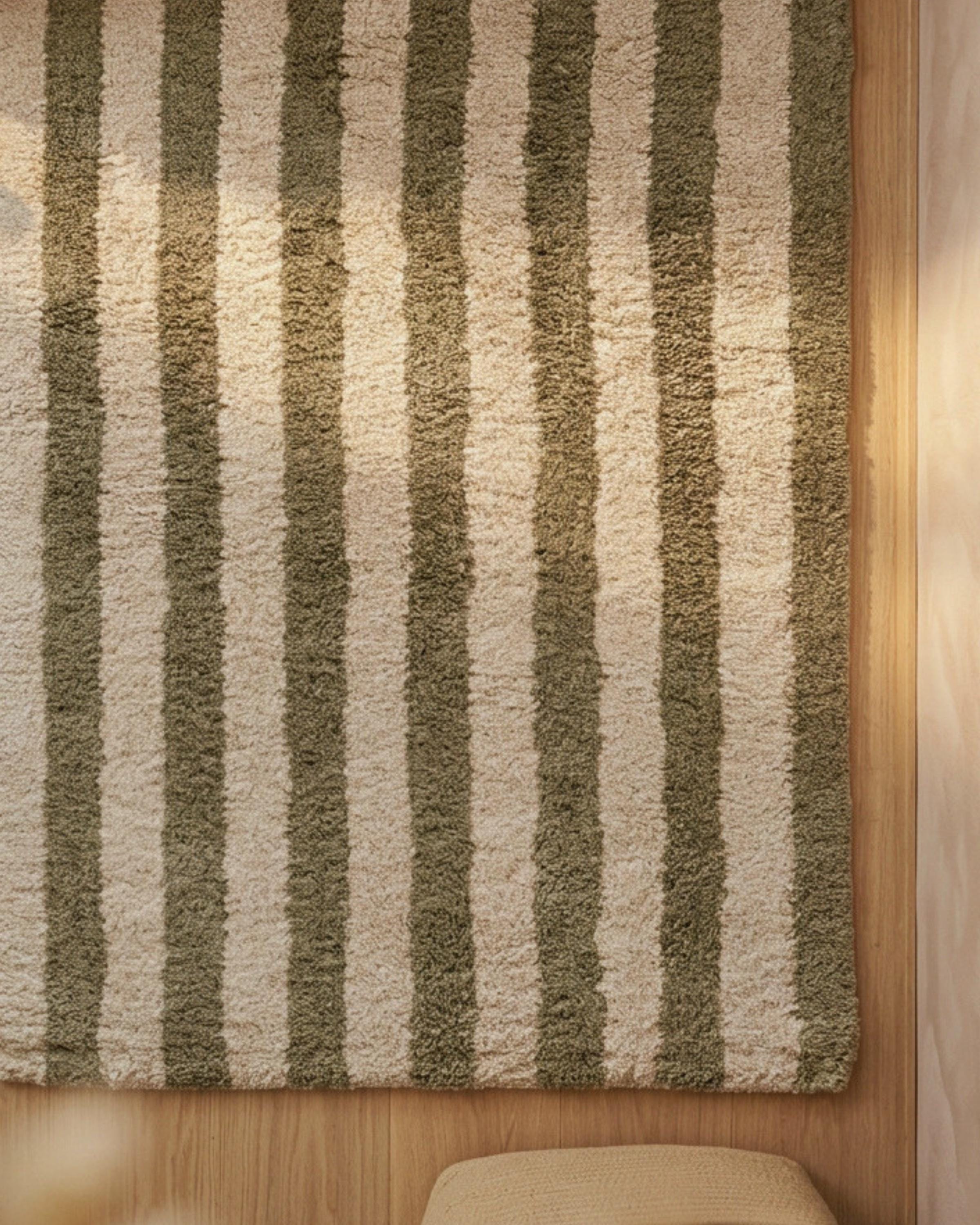 Olive Stripe Bath Mat
