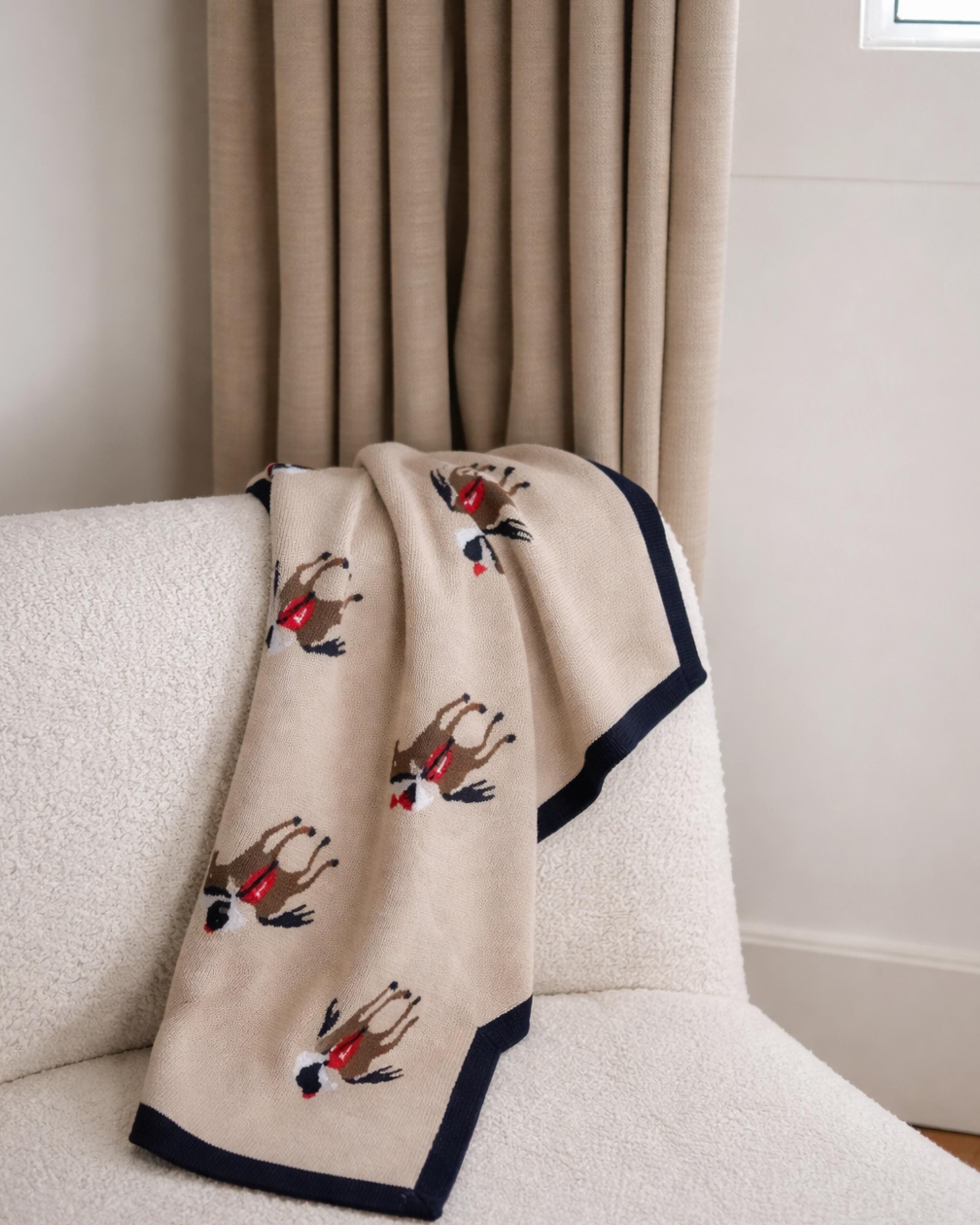 Horse Print Cotton Knit Baby Blanket