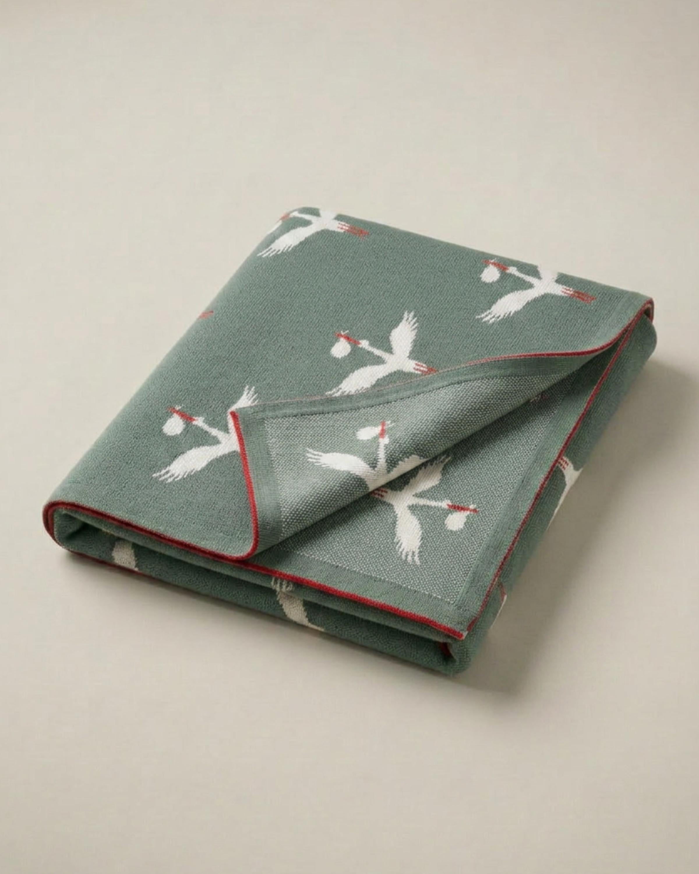 Stork Cotton Knit Baby Blanket