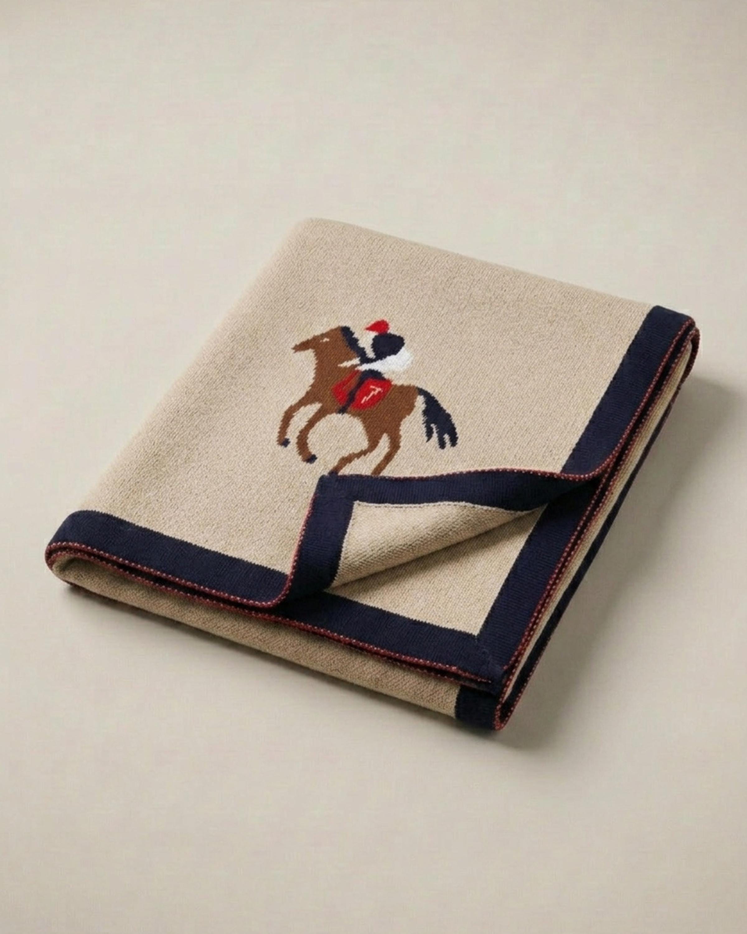 Horse Print Cotton Knit Baby Blanket