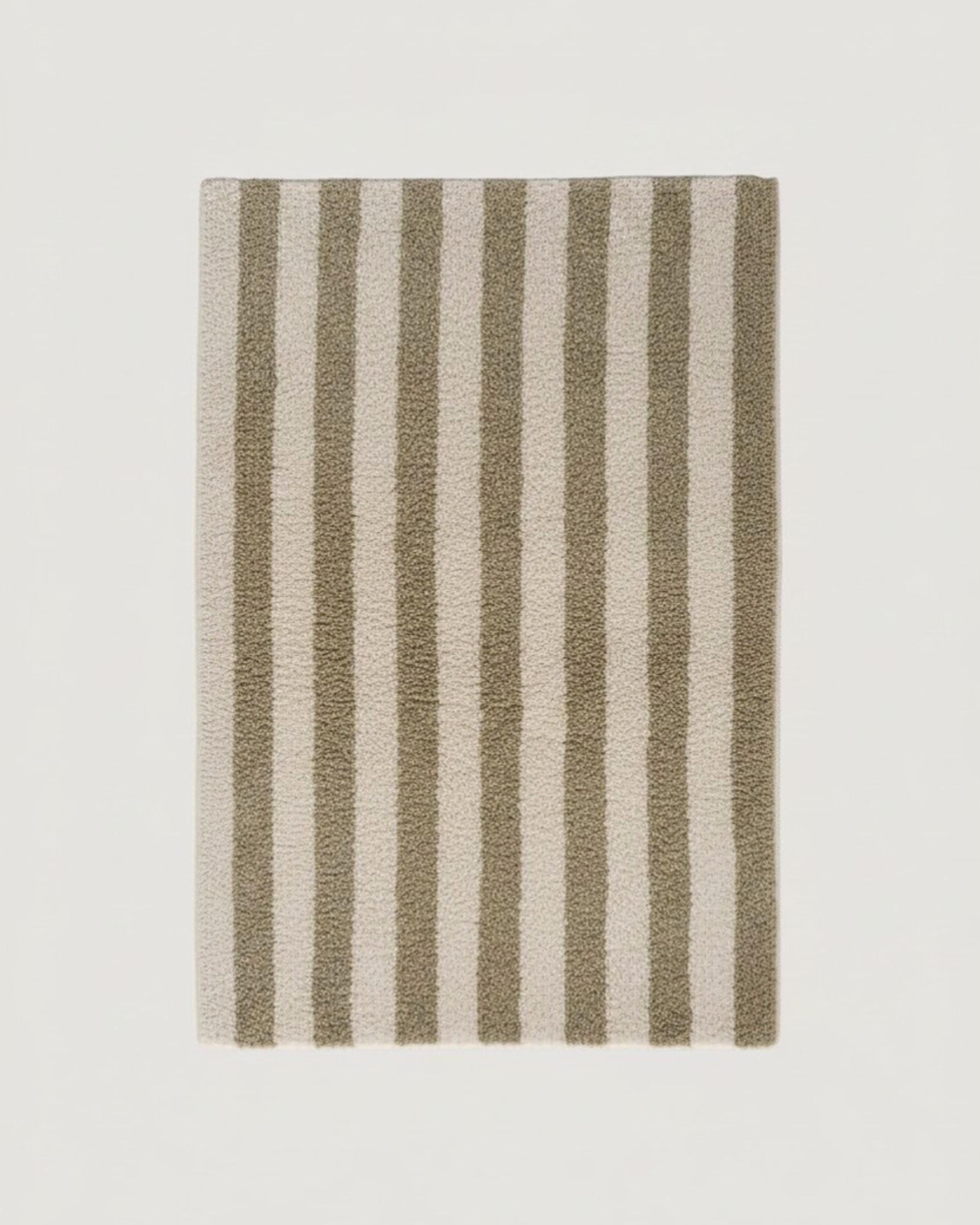 Olive Stripe Bath Mat