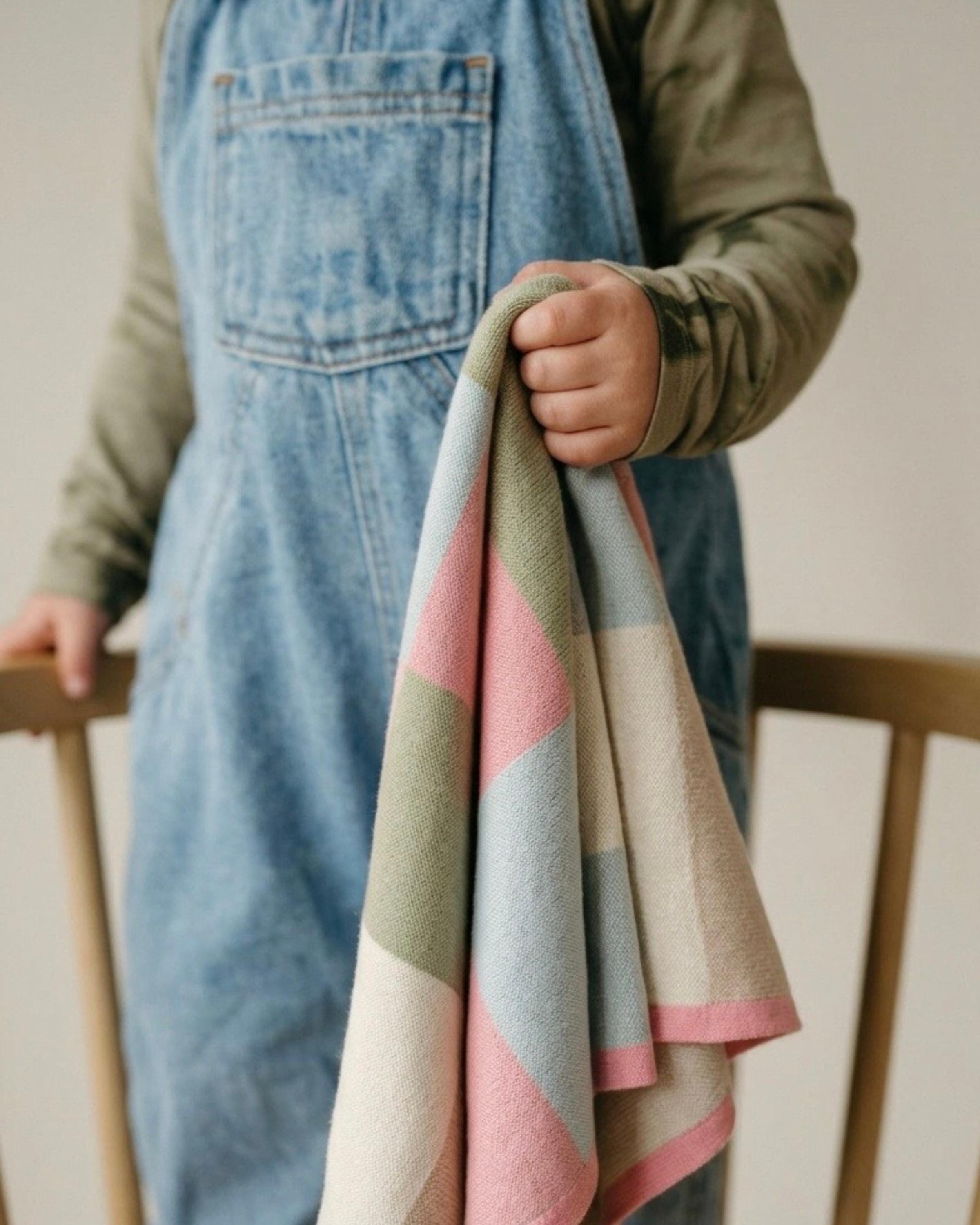 Pastel Checkered Cotton Baby Blanket