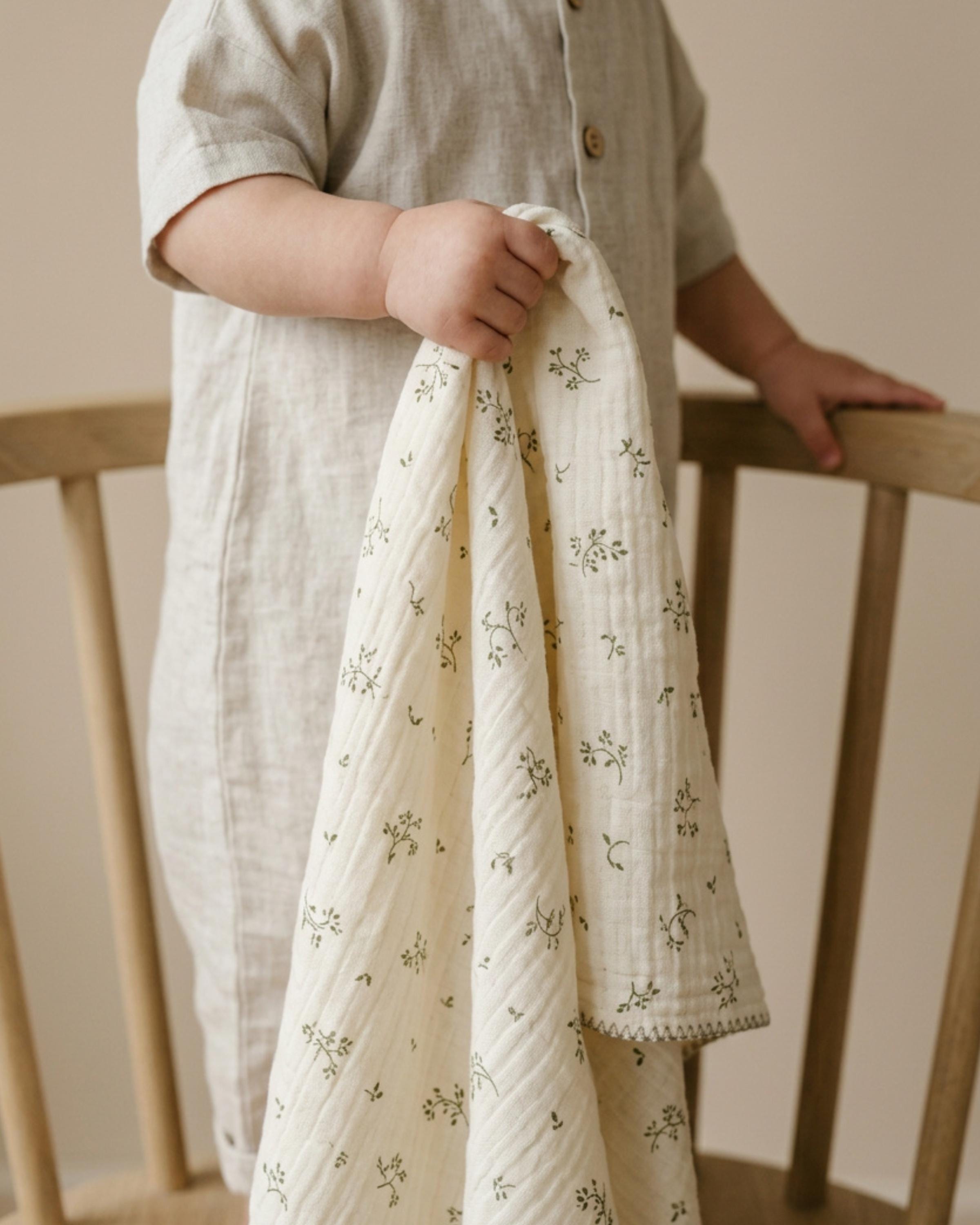 Floral Cotton Muslin Baby Blanket