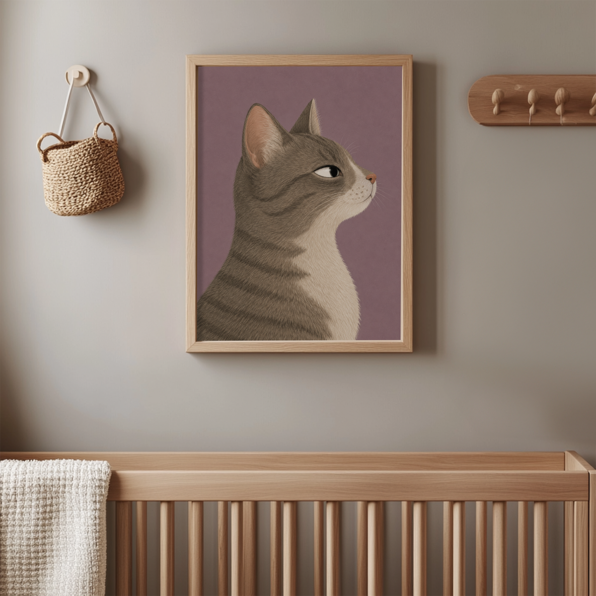 Gray Tabby Cat Wall Art Poster