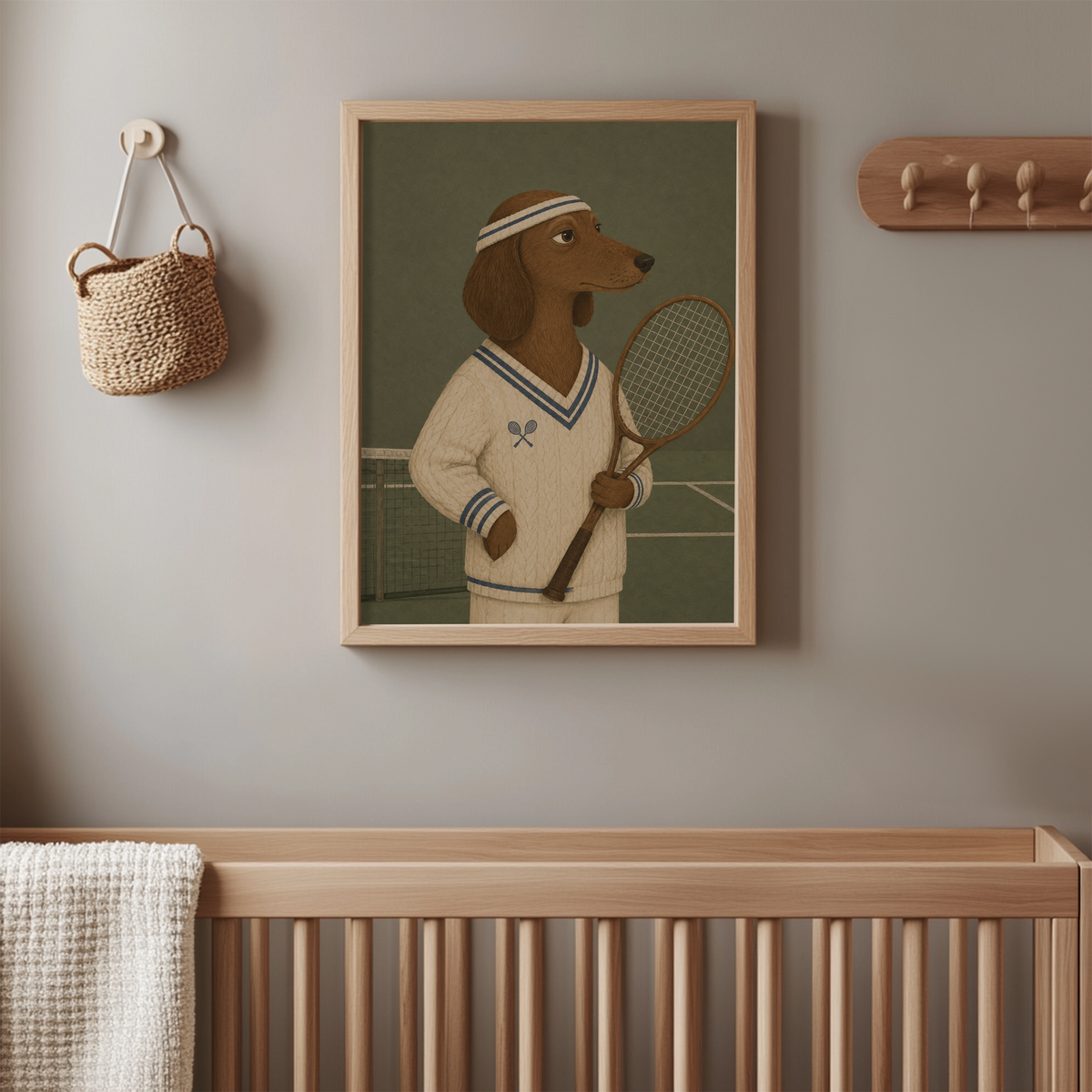 Tennis Dachshund Wall Art Poster